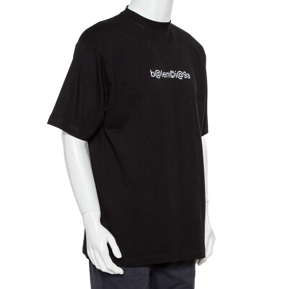 BALENCIAGA ブラック Tシャツ Balenciaga: Black Optical Oversized T-shirt | SSENSE