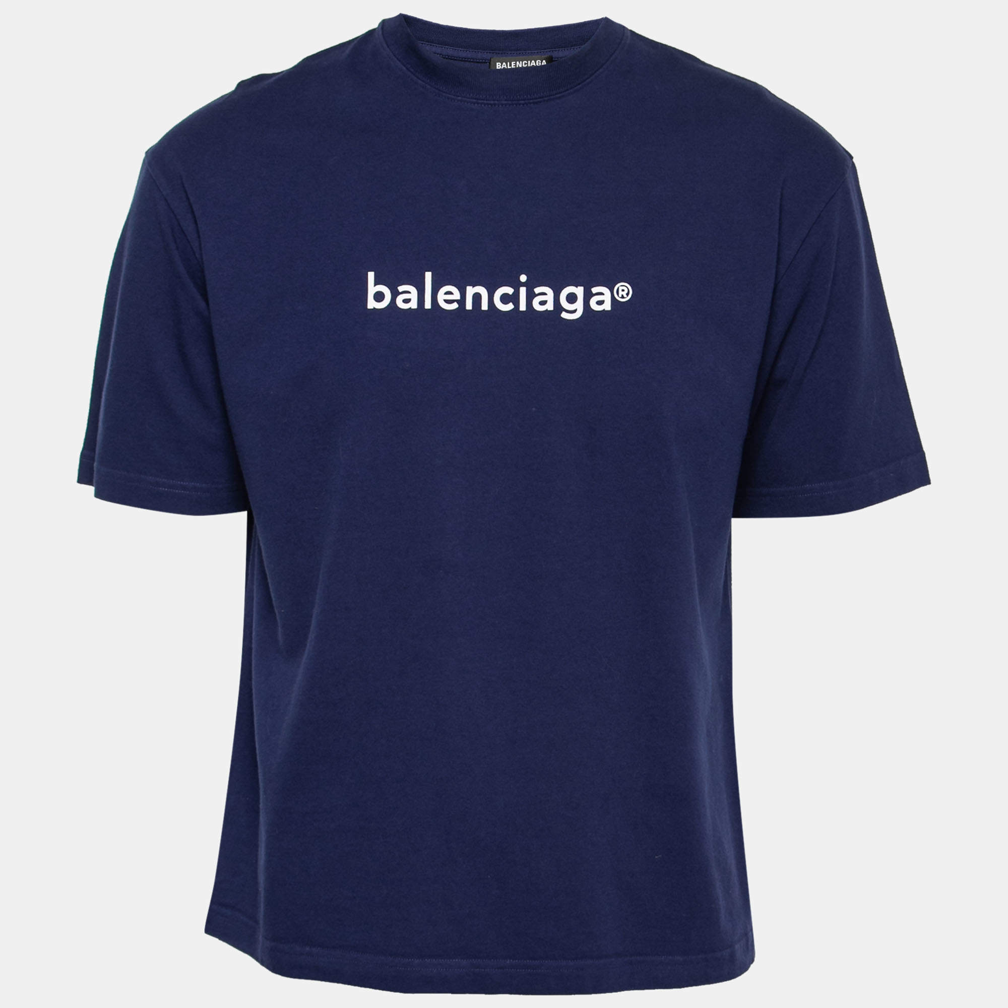 25SS new/BALENCIAGA ユニセックスロゴTシャツ T-Shirt Blue luxury-men-balenciaga-used-