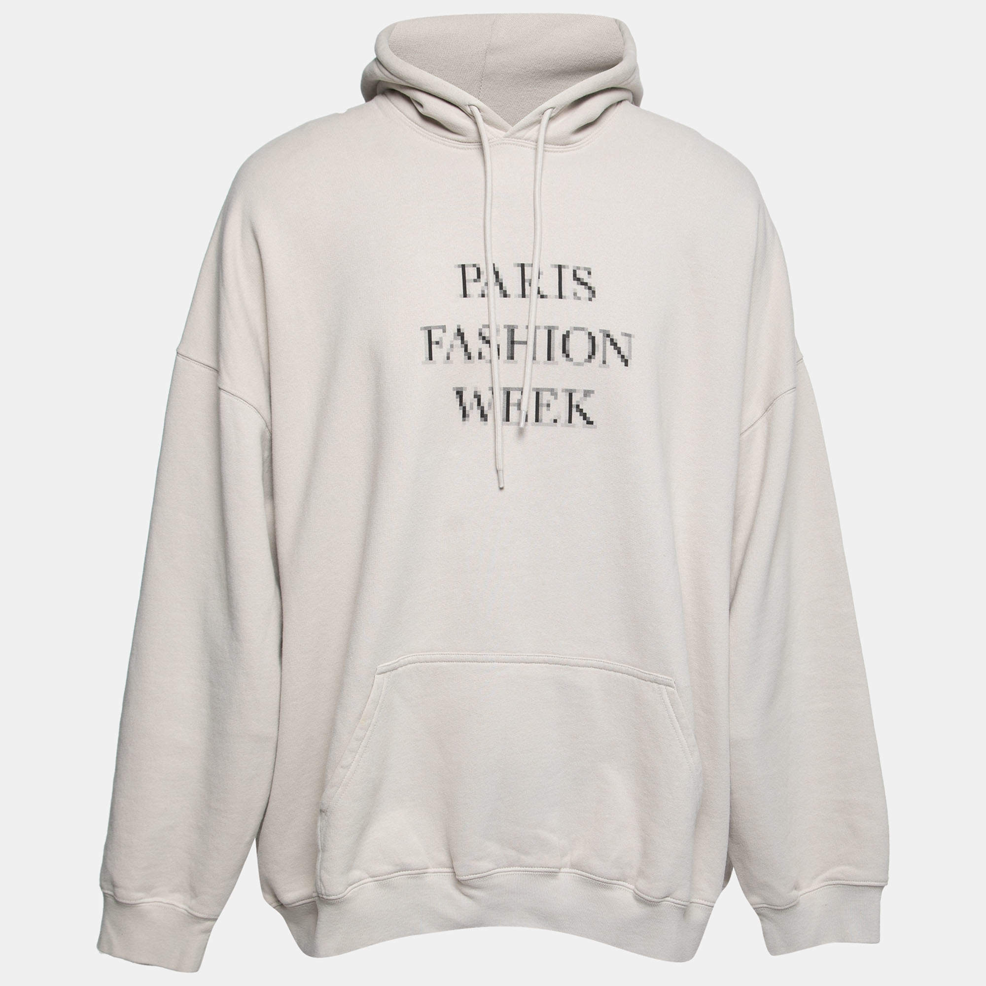 Balenciaga Grey Fashion Week Print Cotton Hoodie S