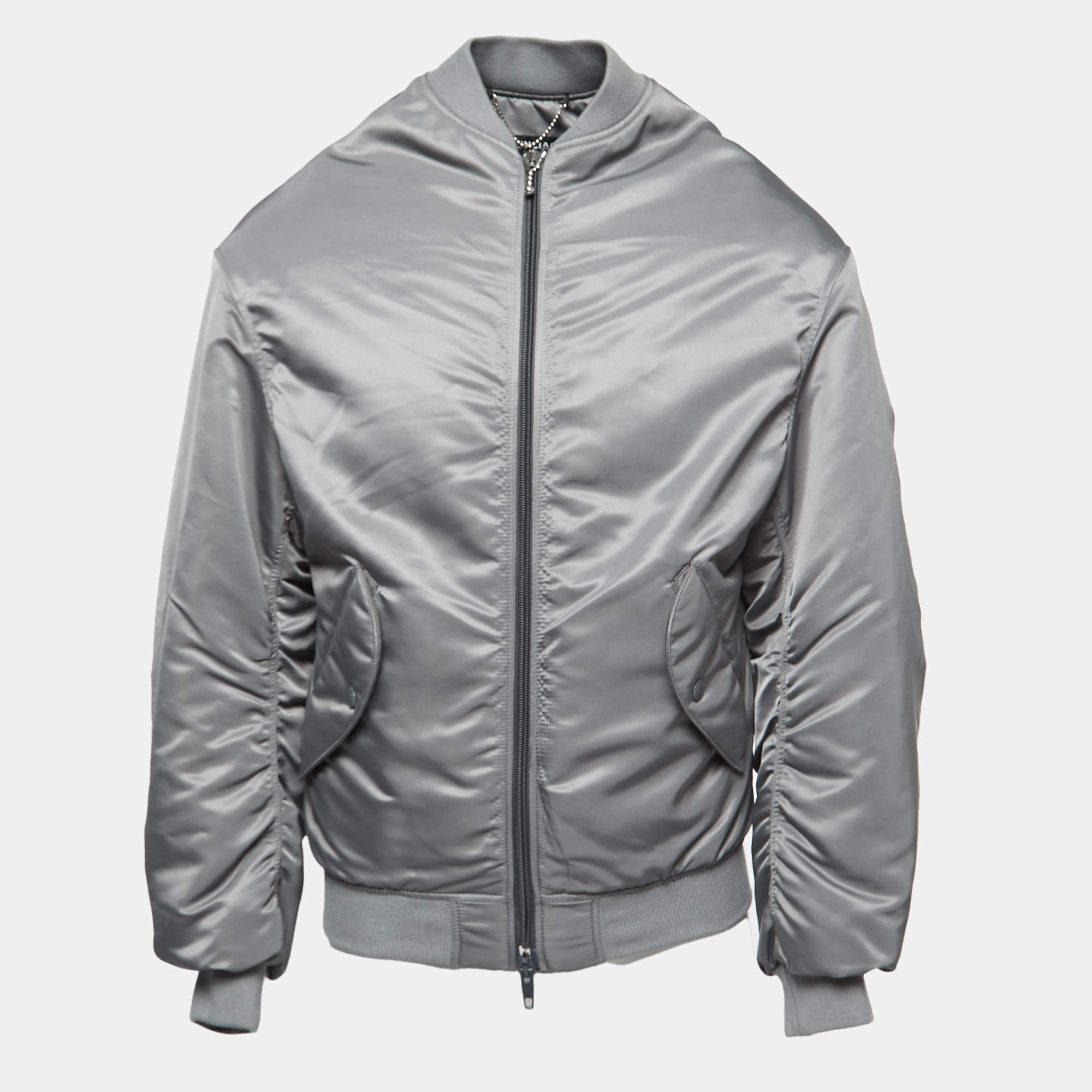Balenciaga Grey Synthetic Bomber Jacket XS | TLC