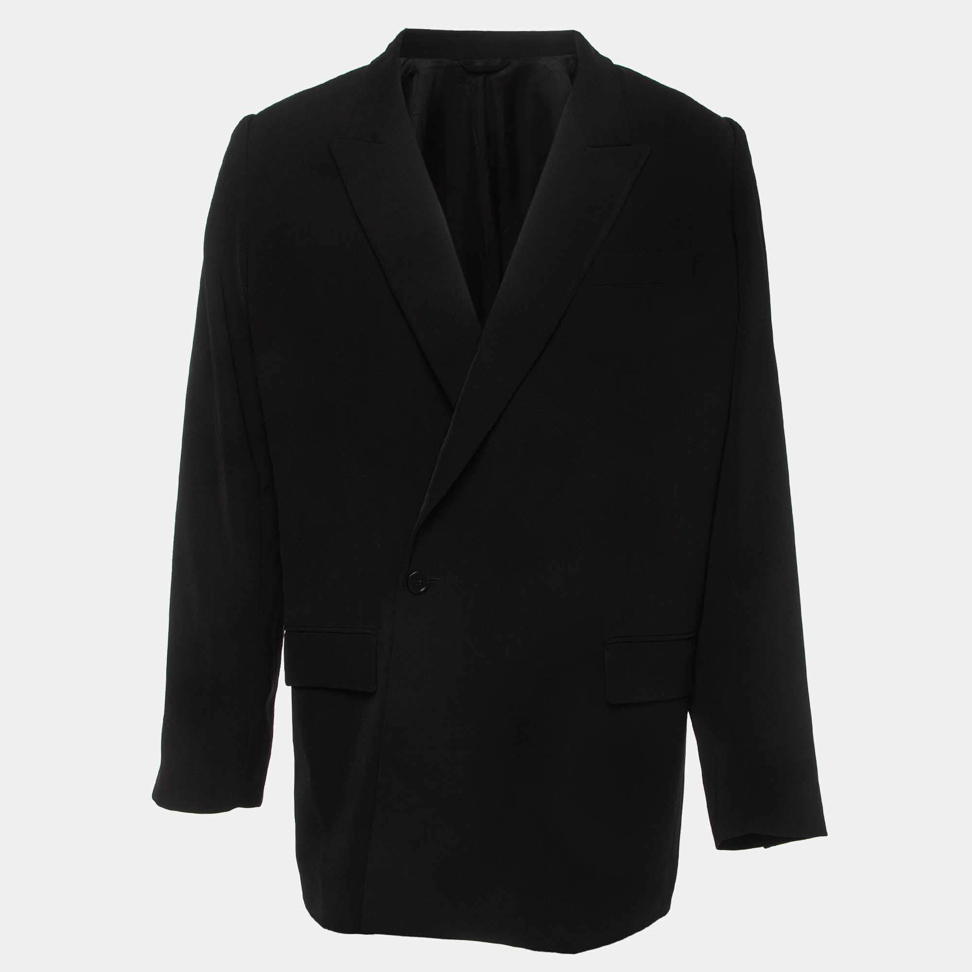 Balenciaga Black Technical 80's Shoulder Tailored Jacket L