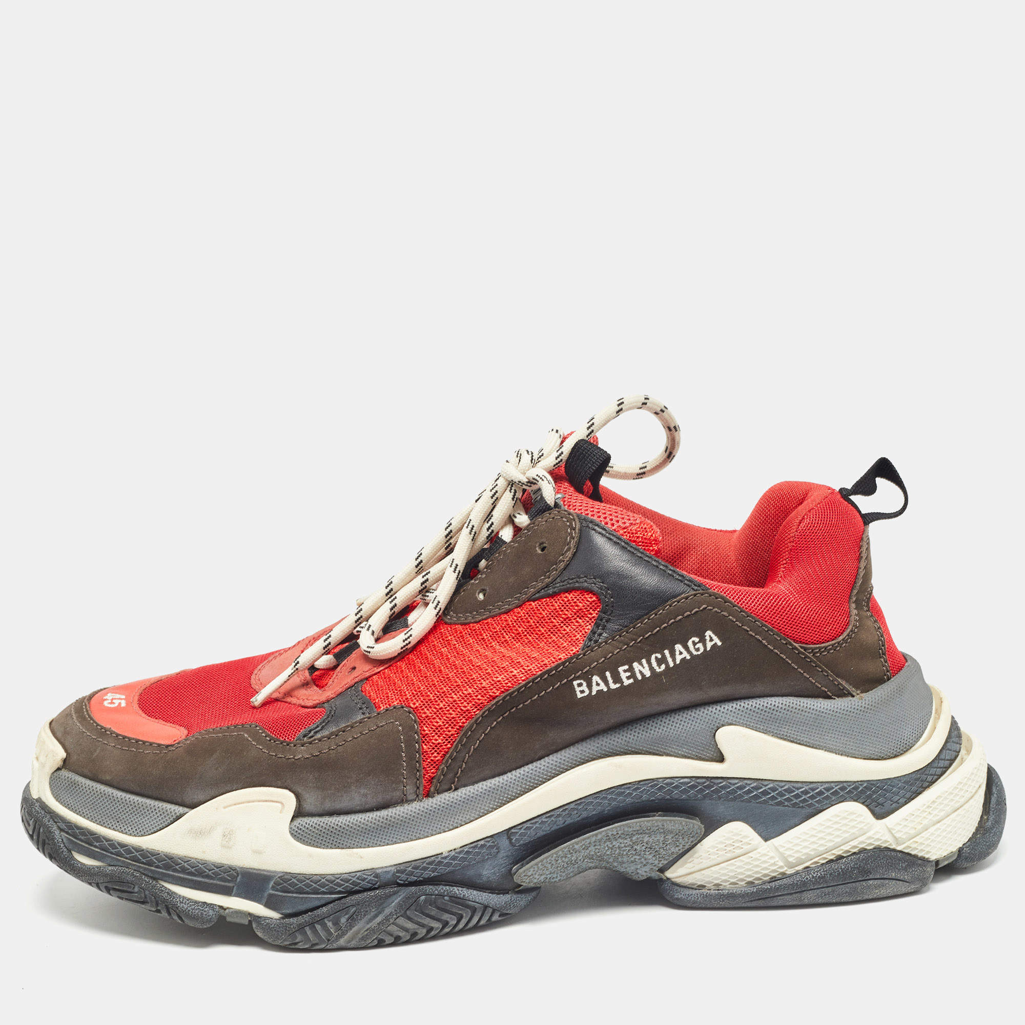 Balenciaga Multicolor Leather and Mesh Triple S Sneakers Size 45 Balenciaga TLC