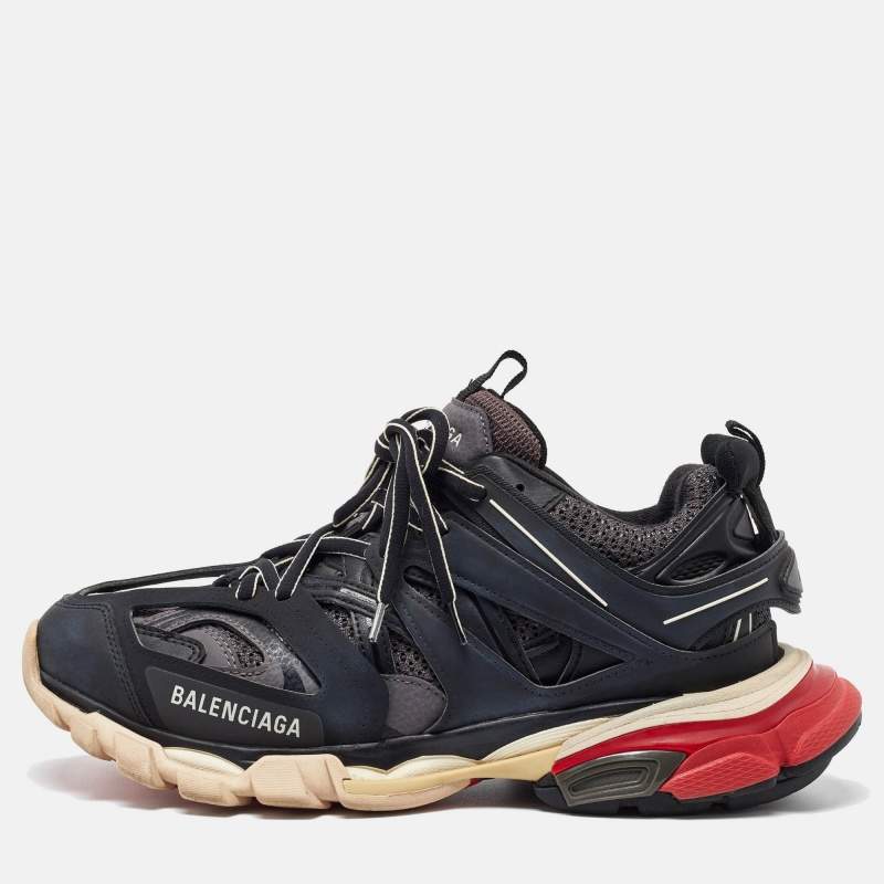 Balenciaga Black Mesh and Faux Leather Track Sneakers Size 40