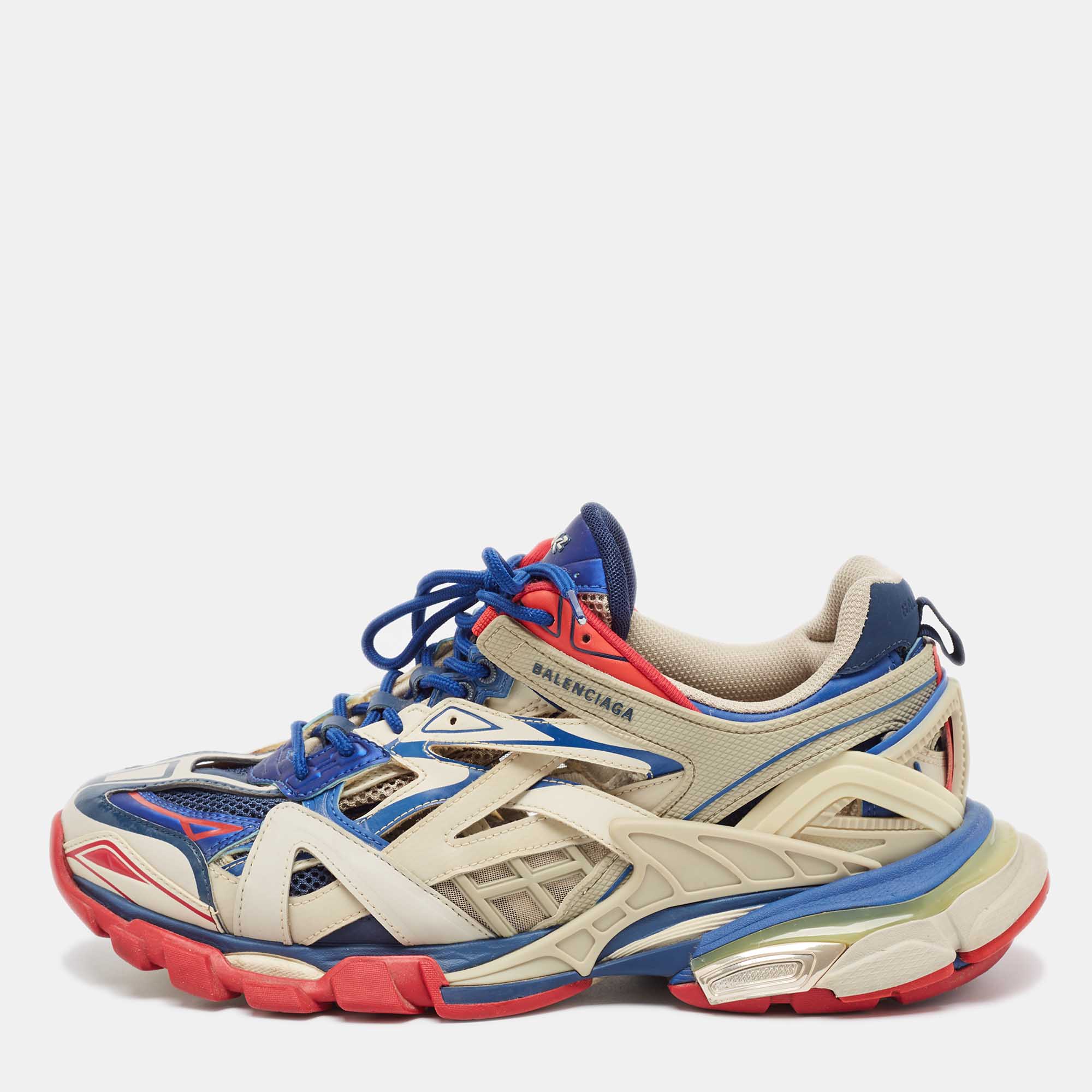 Pre Owned Balenciaga Multicolor Faux Leather and Mesh Track 2 Sneakers Size 44