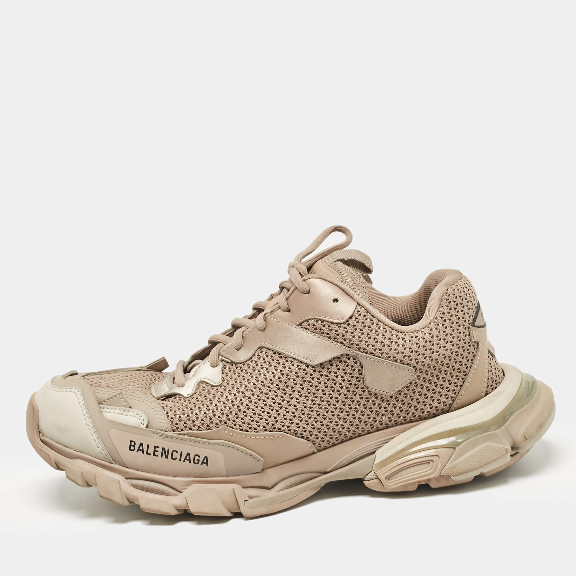 Balenciaga Dark Beige Mesh and Leather Track 3 Sneakers Size 42