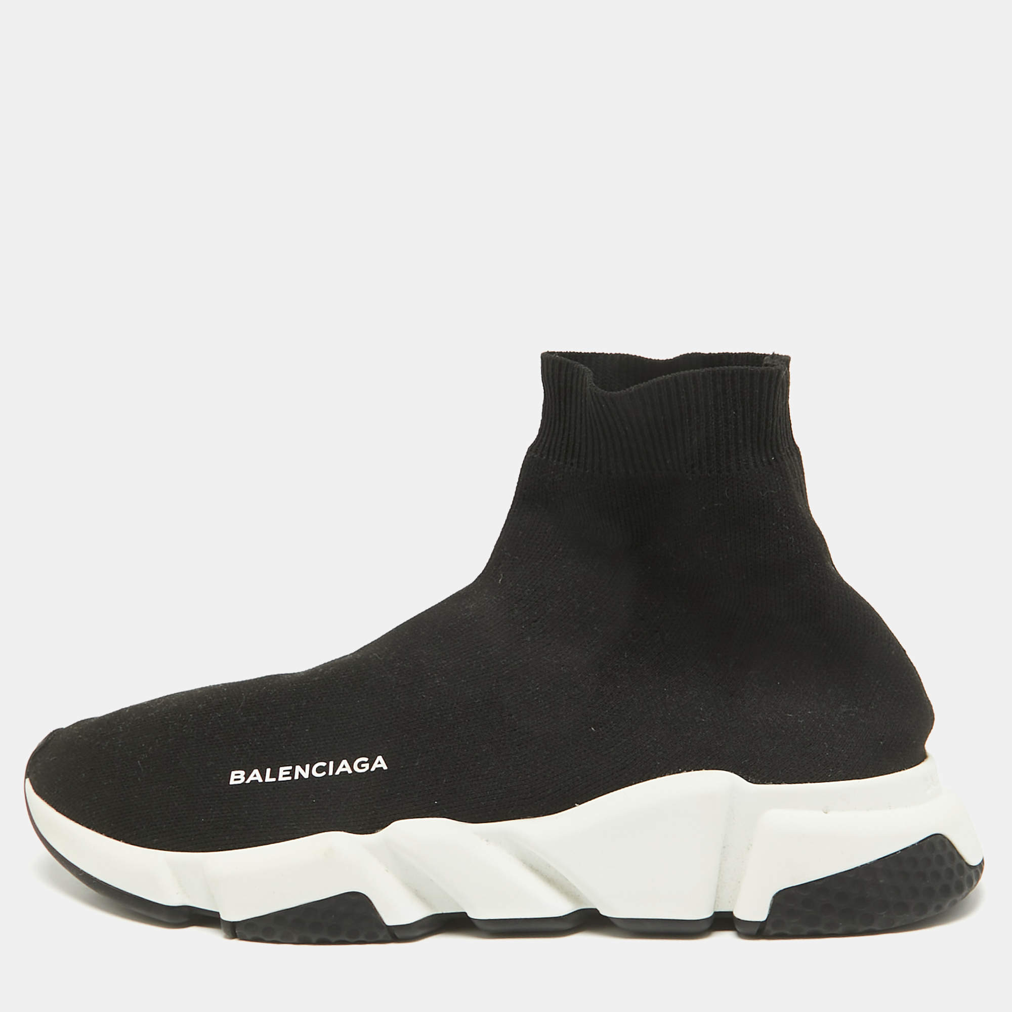 Balenciaga Black Knit Fabric Speed Trainer Sneakers Size 43