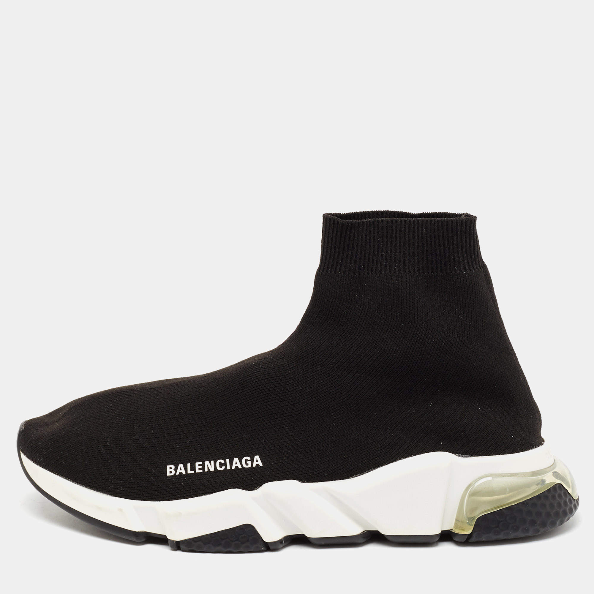 Balenciaga Black Knit Fabric Speed Trainer Sneakers Size 42