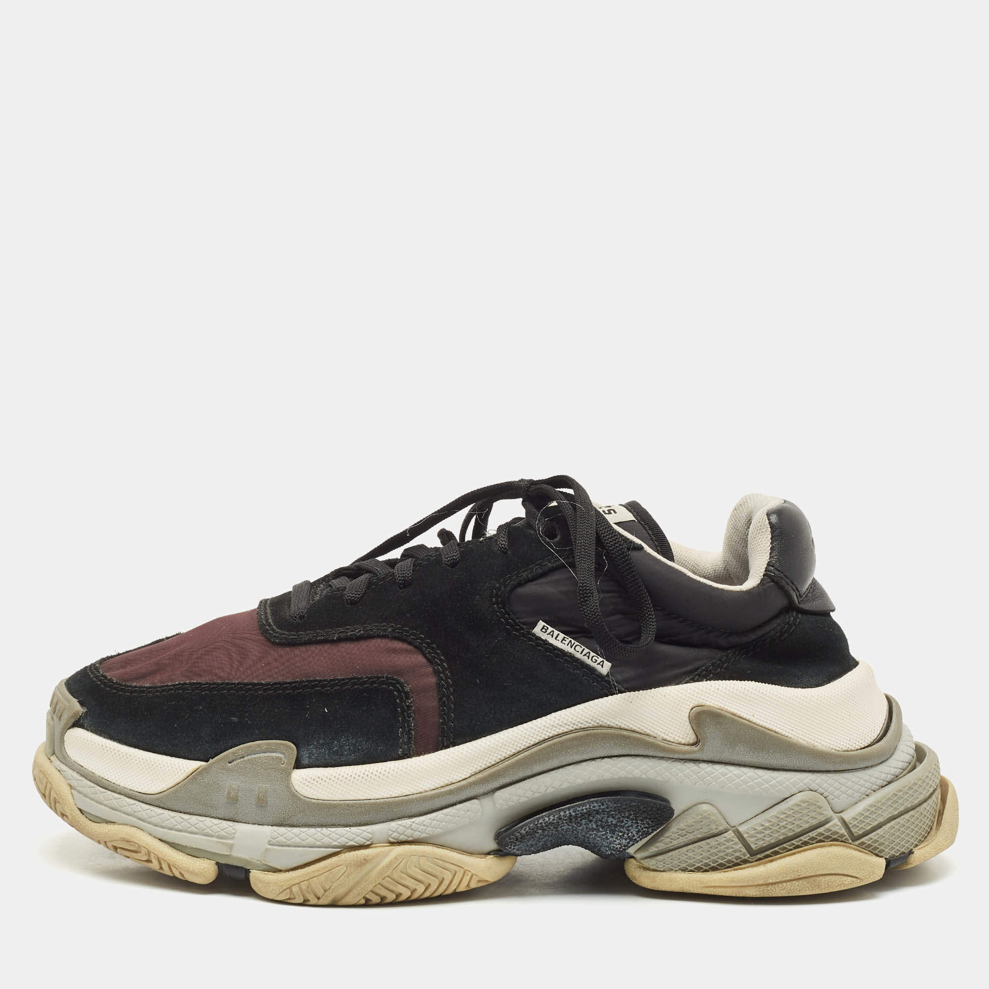 Balenciaga Multicolor Faux Leather and Nylon Triple S Lace Up Sneakers Size 41