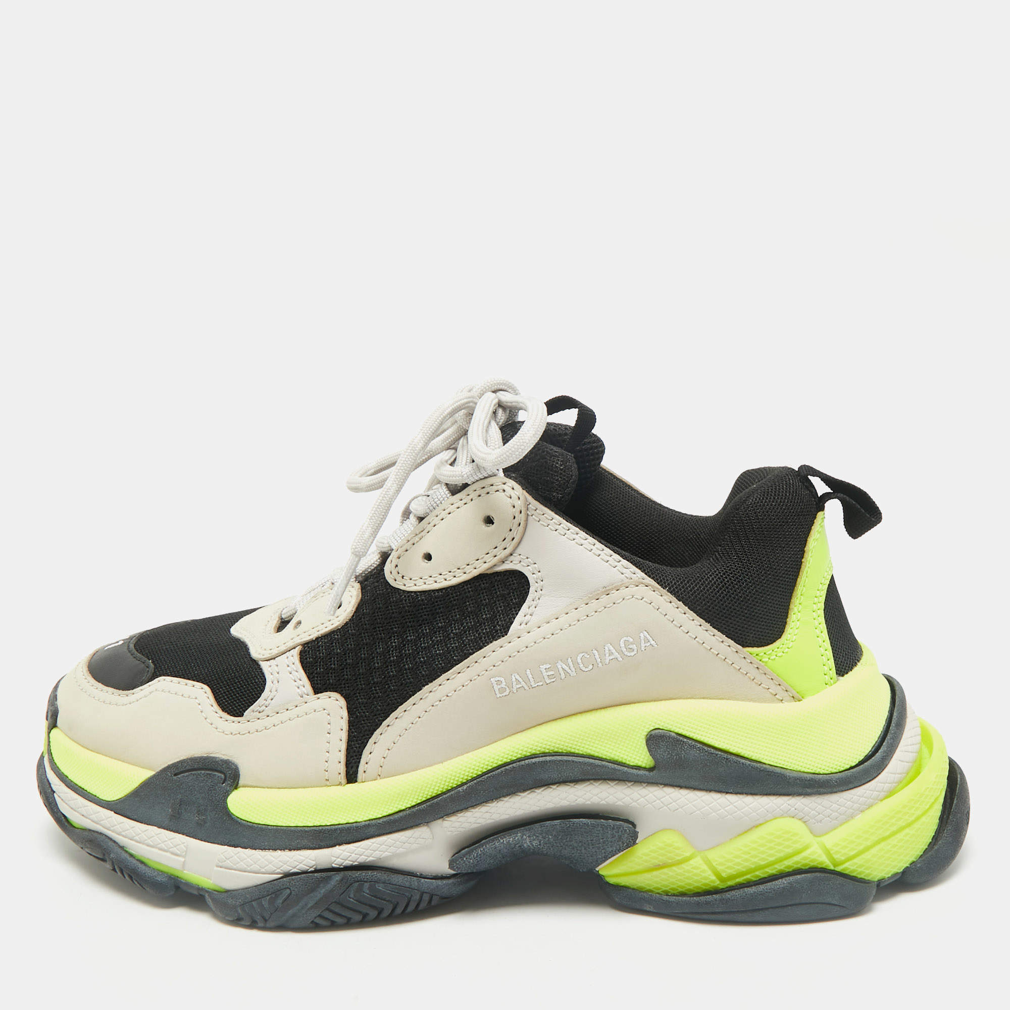 Balenciaga Multicolor Mesh and Nubuck Leather Triple S Sneakers Size 41