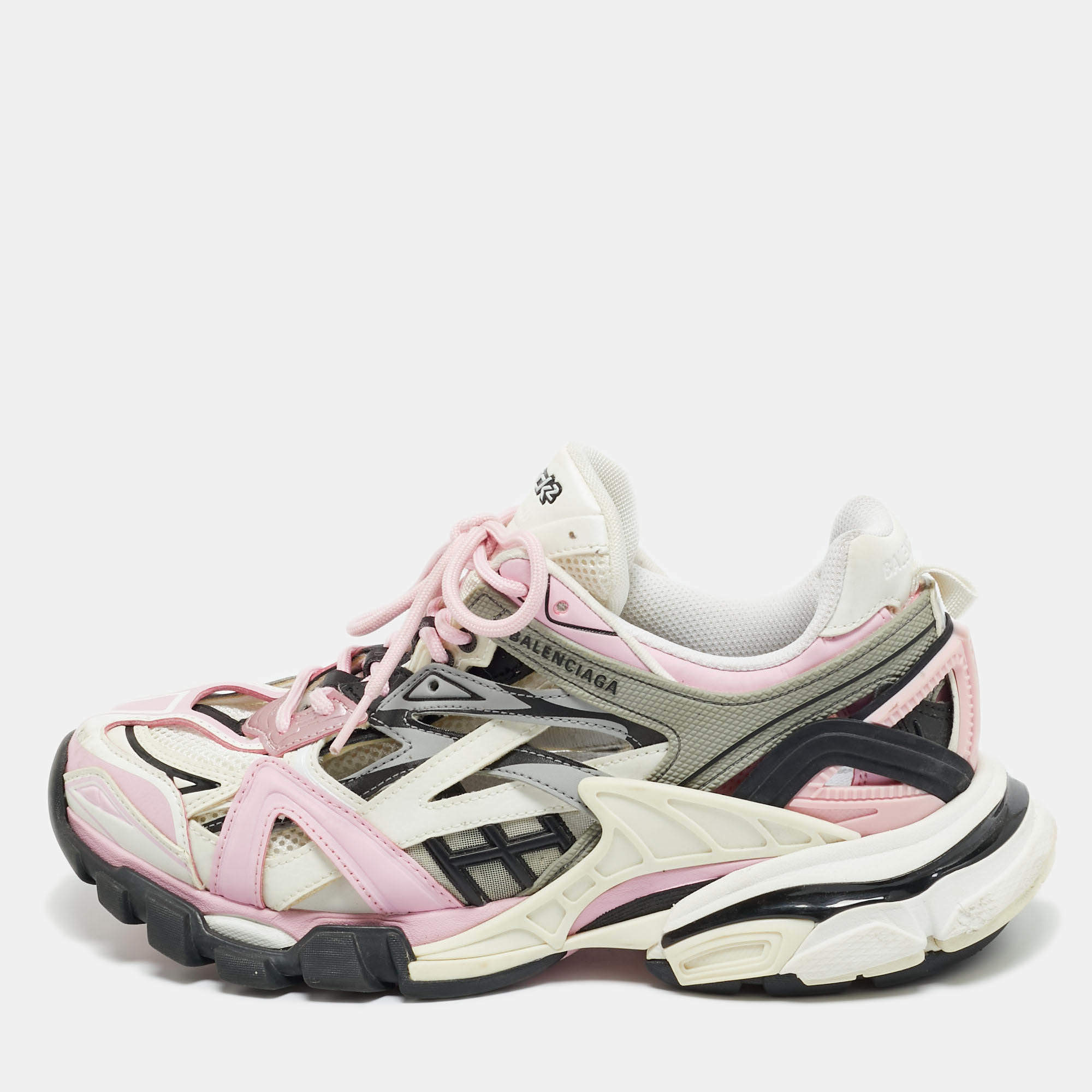 Pre Owned Balenciaga Tricolor Faux Leather and Mesh Track 2 Sneakers Size 40
