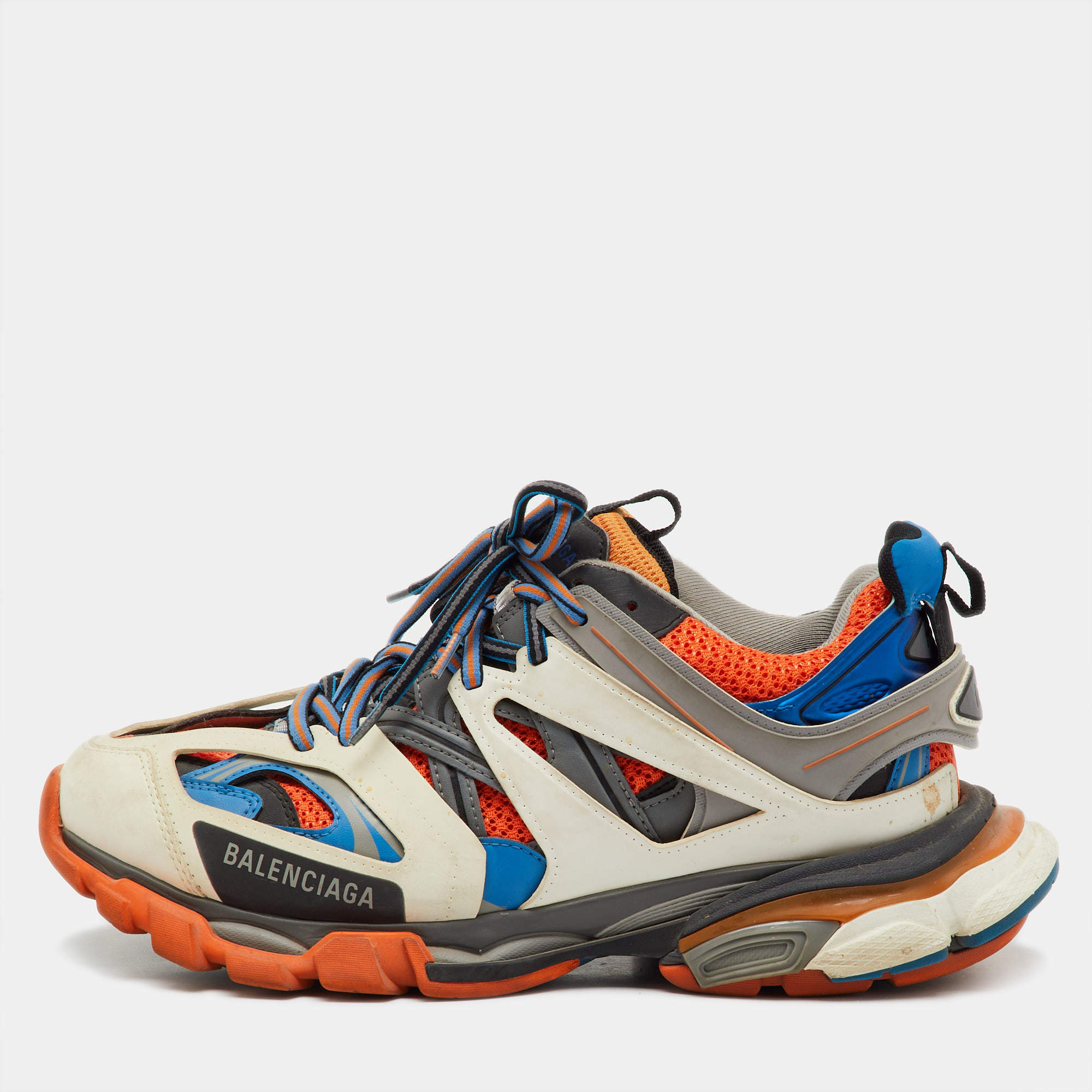 Pre Owned Balenciaga Multicolor Faux Leather and Mesh Track Sneakers Size 41