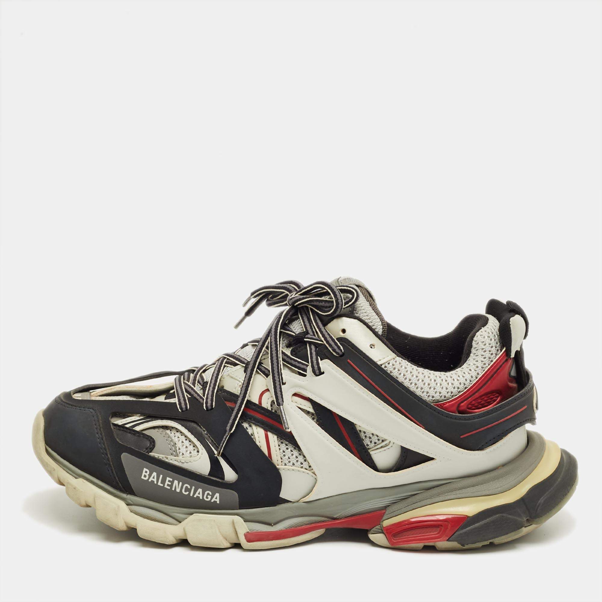 Pre Owned Balenciaga Multicolor Faux Leather and Mesh Track Low Top Sneakers Size 44