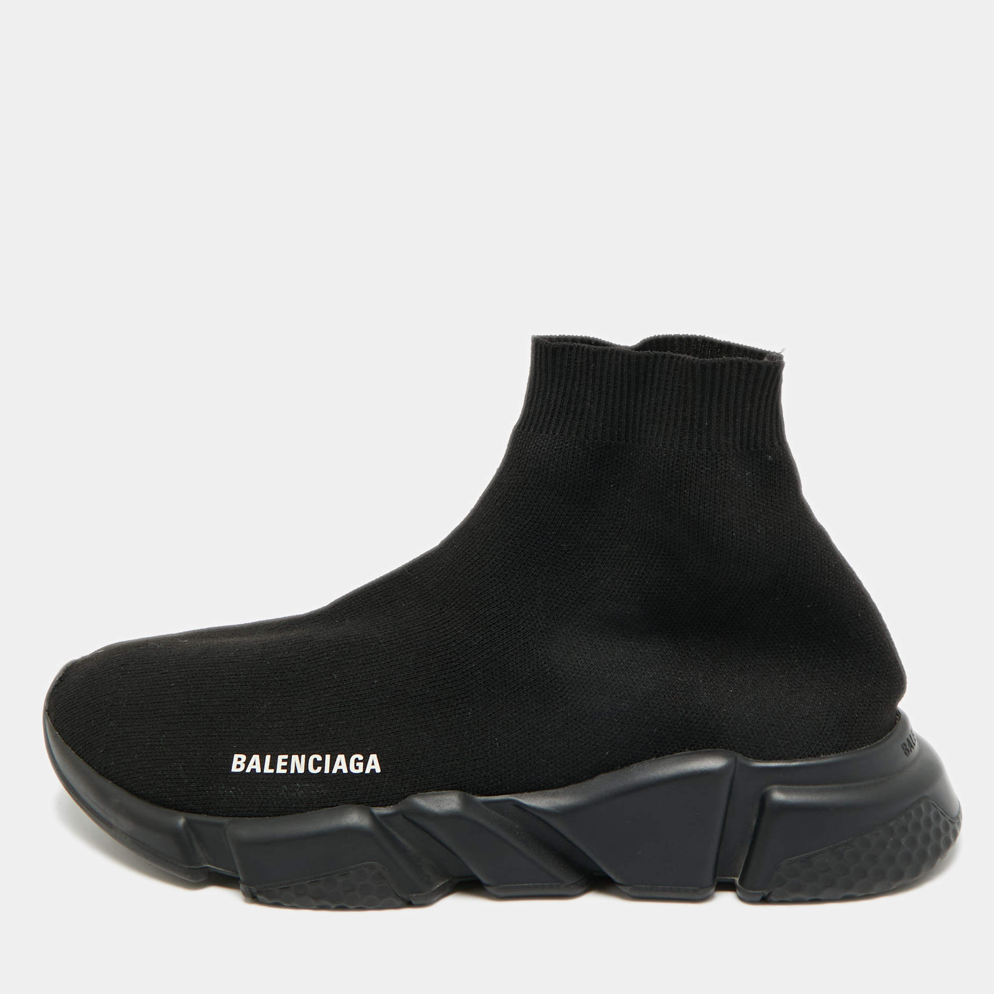 Balenciaga Black Nubuck Leather and Mesh Triple S Low Top Sneakers