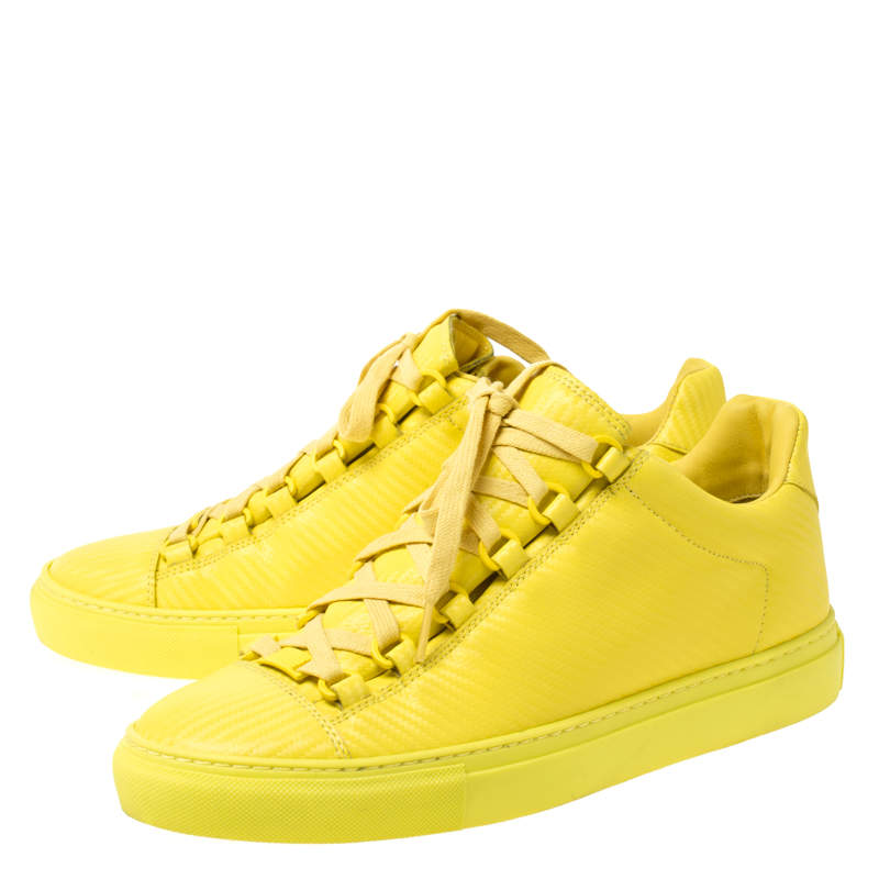 Balenciaga Yellow Neon Leather Arena Low Sneakers Size 40 Balenciaga | TLC