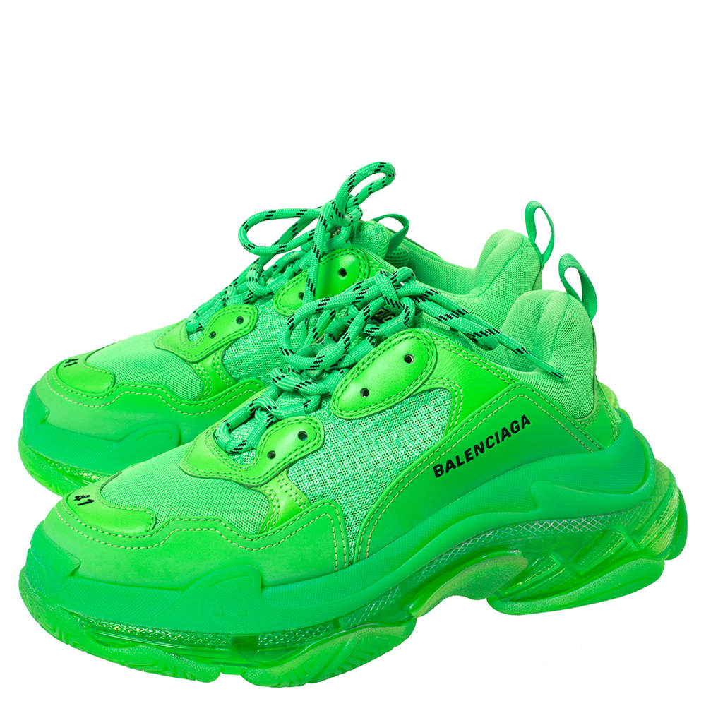 Balenciaga Neon Green Mesh And Leather 