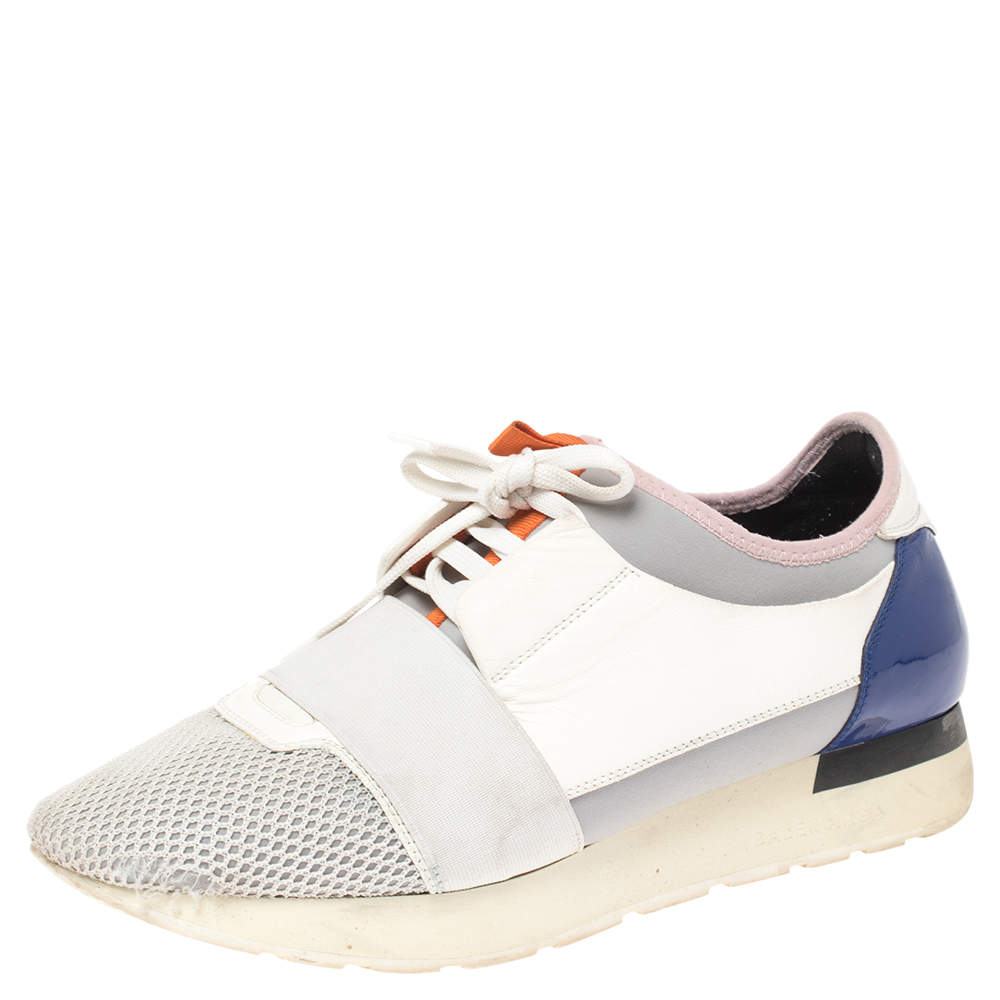 مملوكة مسبقًا Balenciaga Multicolor Mesh, Leather And Suede Race Runners Sneakers Size 40