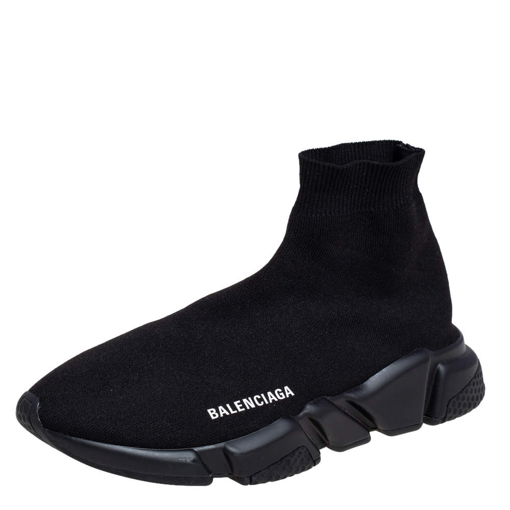 مملوكة مسبقًا Balenciaga Black Knit Fabric Speed Slip On Sneakers Size 40