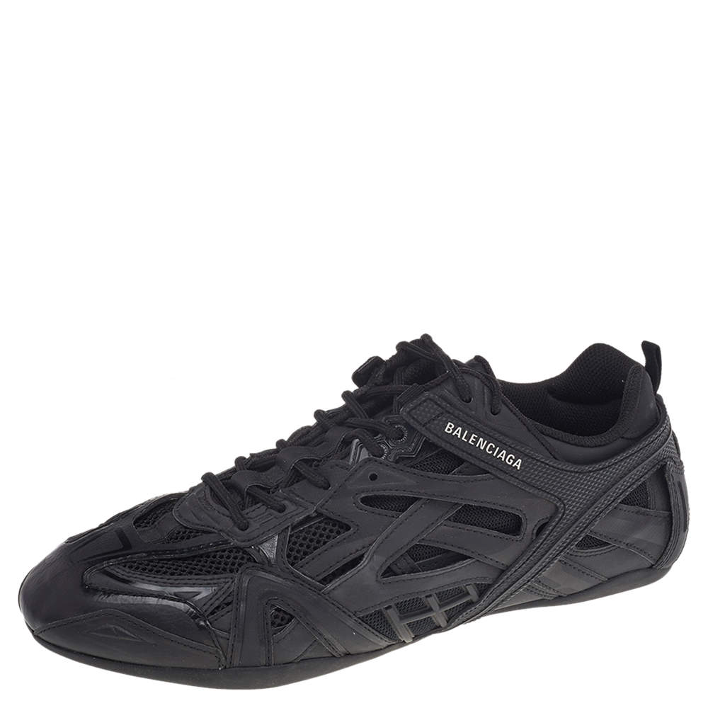 Pre Owned حذاء رياضي بالنسياغا درايف جلد وشبك أسود مقاس 43