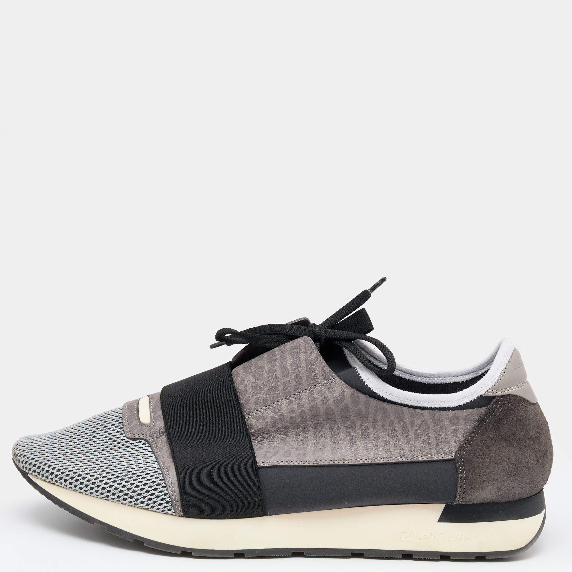 مملوكة مسبقًا Balenciaga Multicolor Mesh And Leather Race Runner Sneakers Size 45