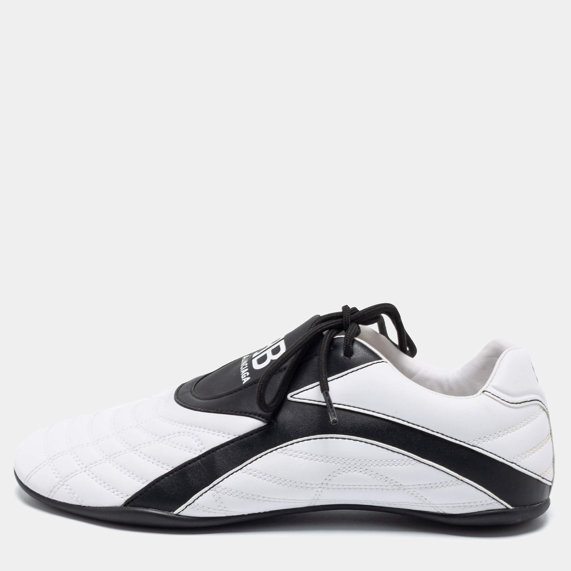 Pre Owned Balenciaga White/Black Leather Zen Low Top Sneakers Size 40