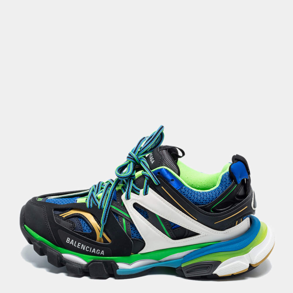 Pre Owned Balenciaga Multicolor Leather and Mesh Track Sneakers Size 40