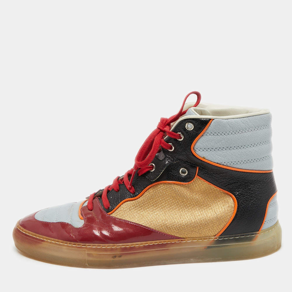مملوكة مسبقًا Balenciaga Multicolor Patent and Leather High Top Sneakers Size 44