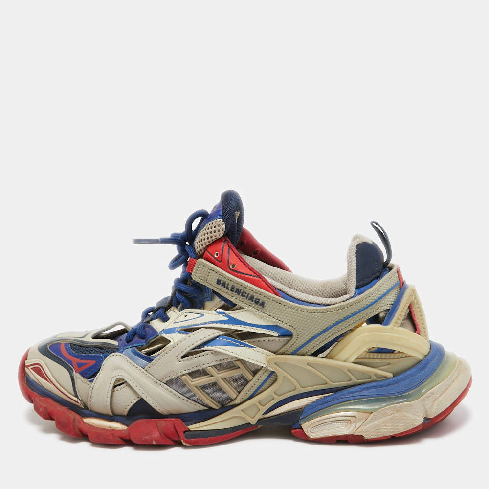Pre Owned Balenciaga Multicolor Rubber and Leather Track Sneakers Size 44