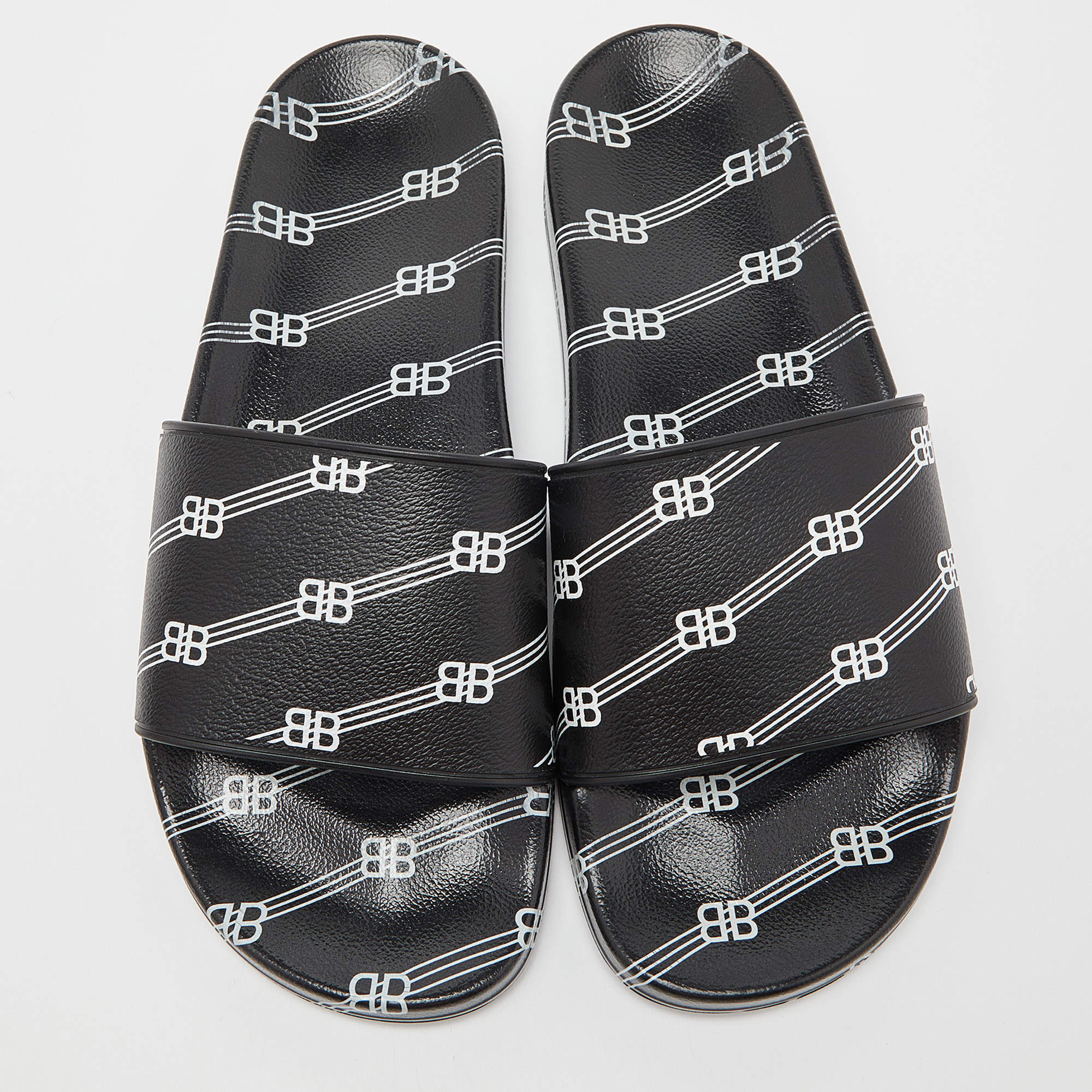 Balenciaga Pool Slides All Over Logo Black Men's - 590930 W2BG0 1090 - US