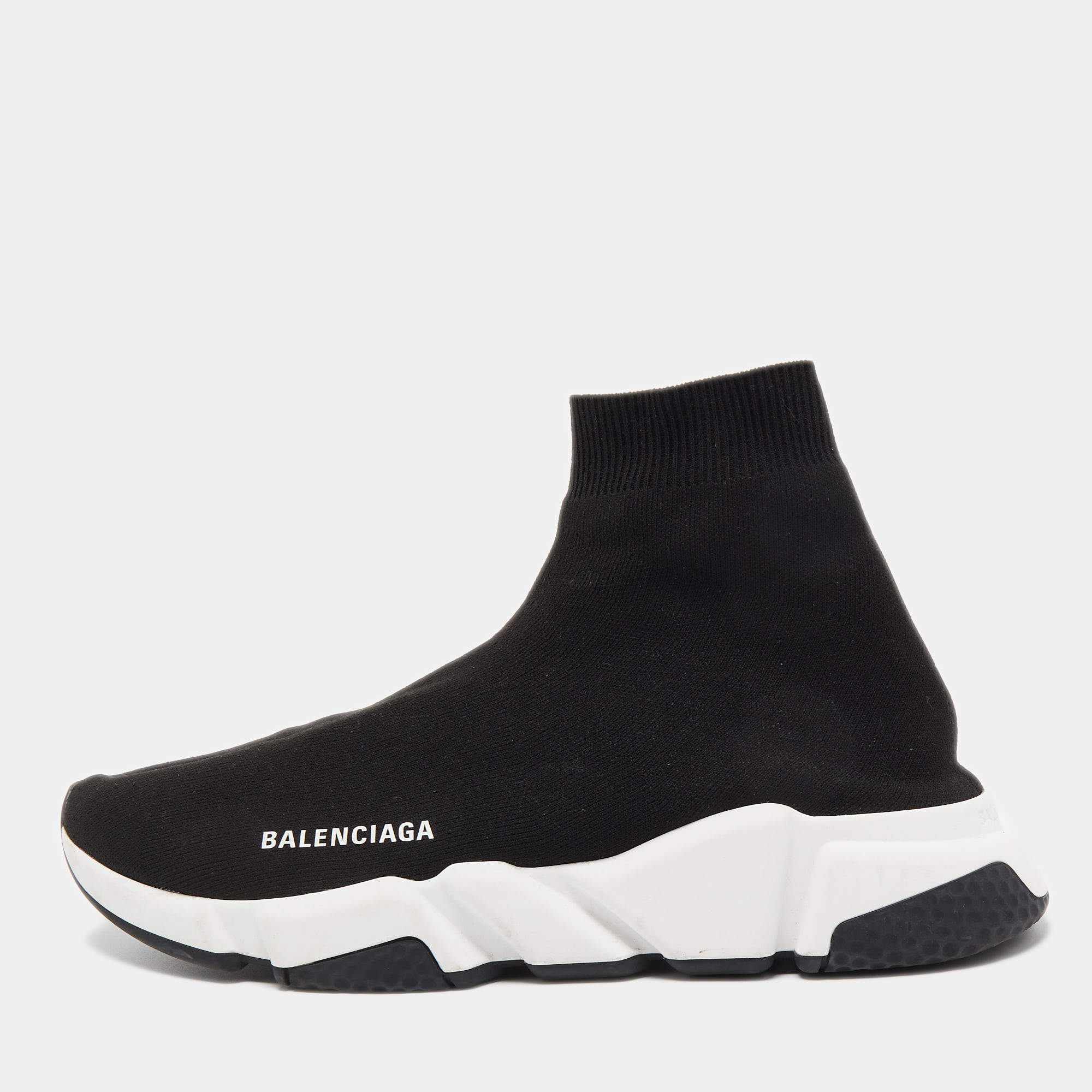 Balenciaga Black Knit Fabric Speed Trainer Sneakers Size 42