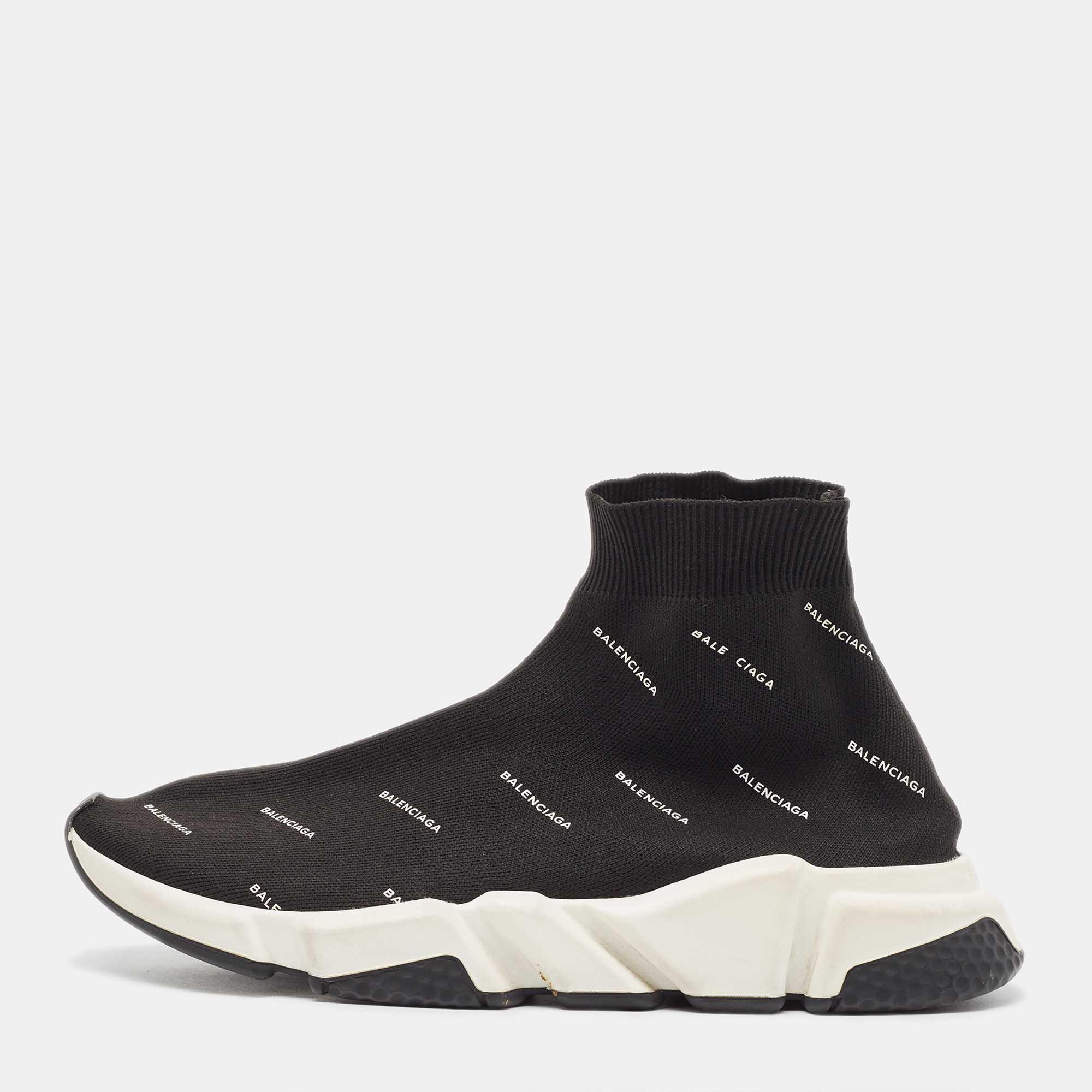 Balenciaga Black Knit Fabric Low Speed Trainers Sneakers Size 42 