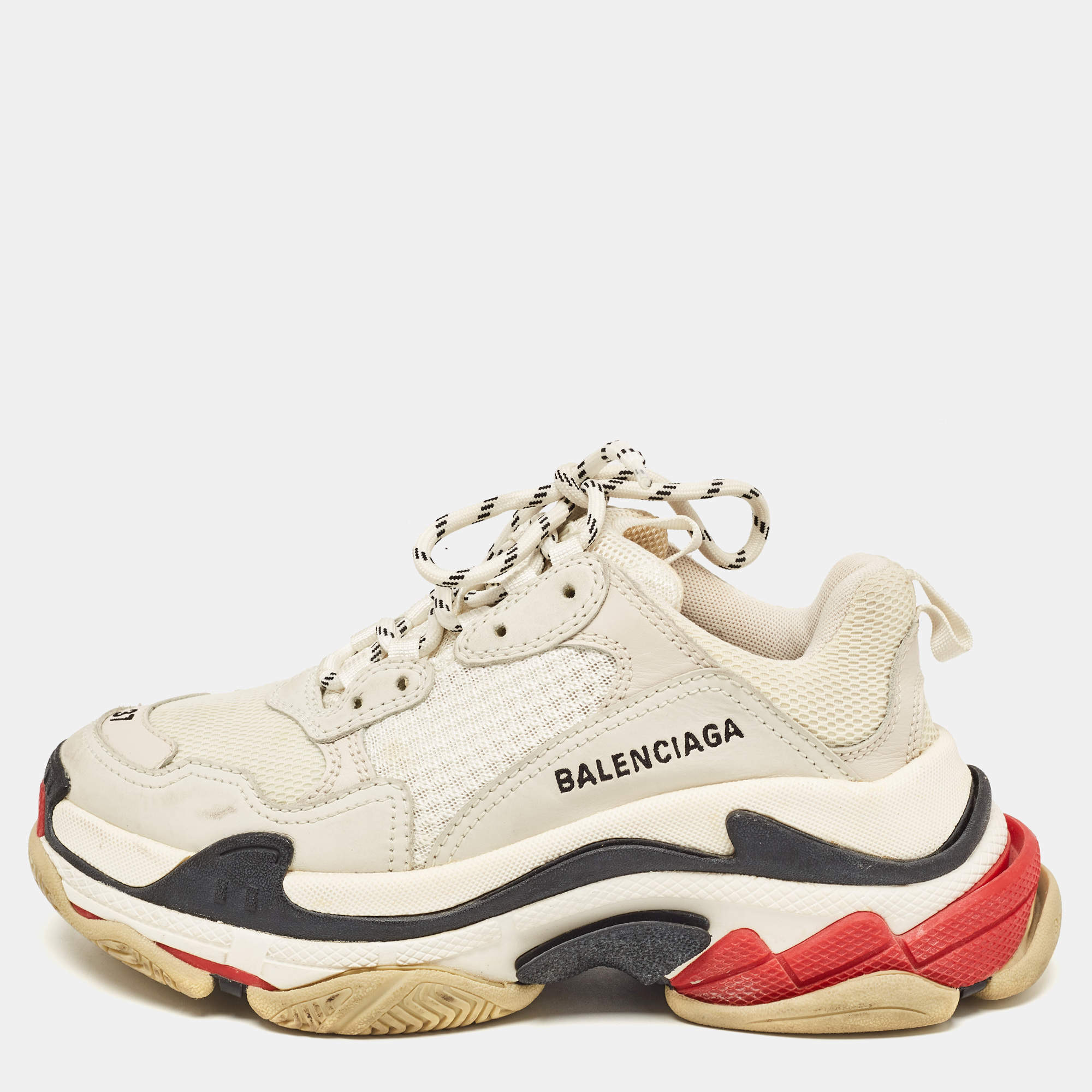 مملوكة مسبقًا Balenciaga Multicolor Mesh and Nubuck Leather Triple S Low Top Sneakers Size 37