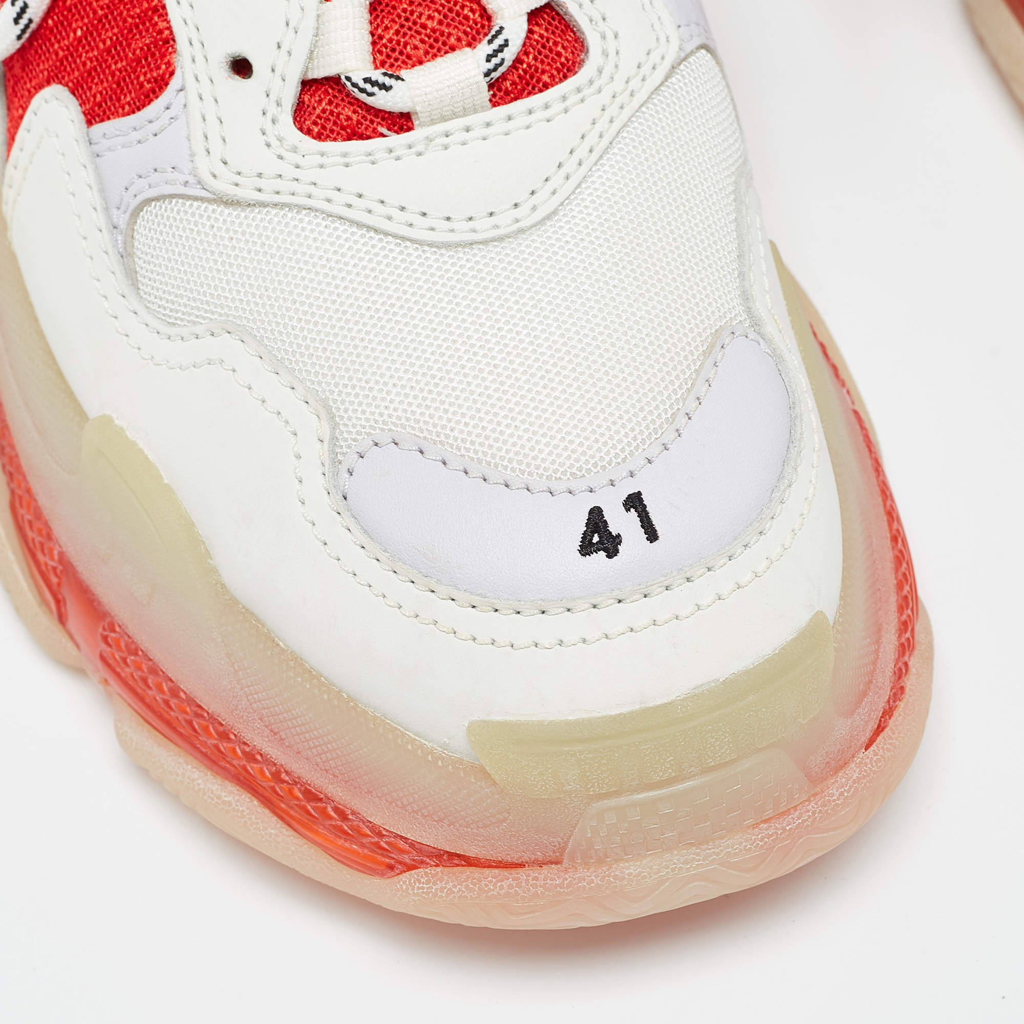Balenciaga Balenciaga White/Red Leather and Mesh Triple S