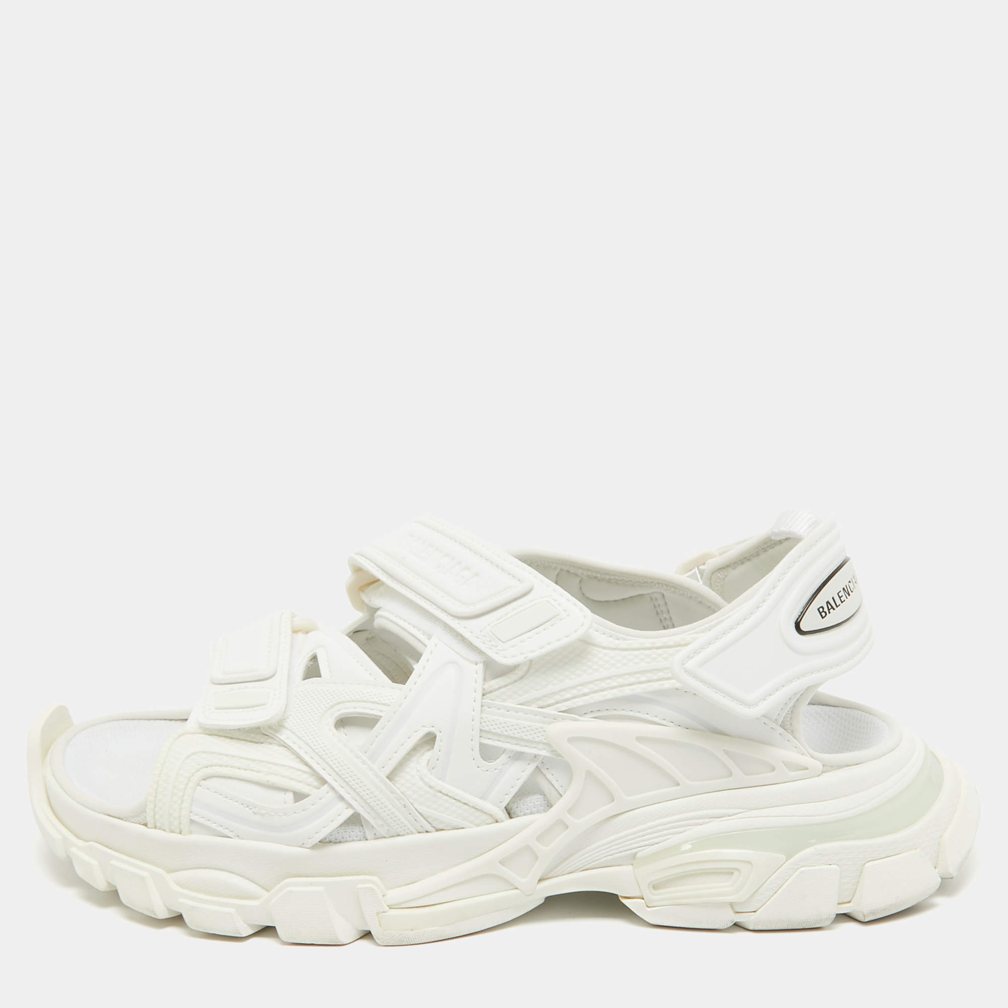 Balenciaga White Rubber and Faux Leather Track Sandals Size 41