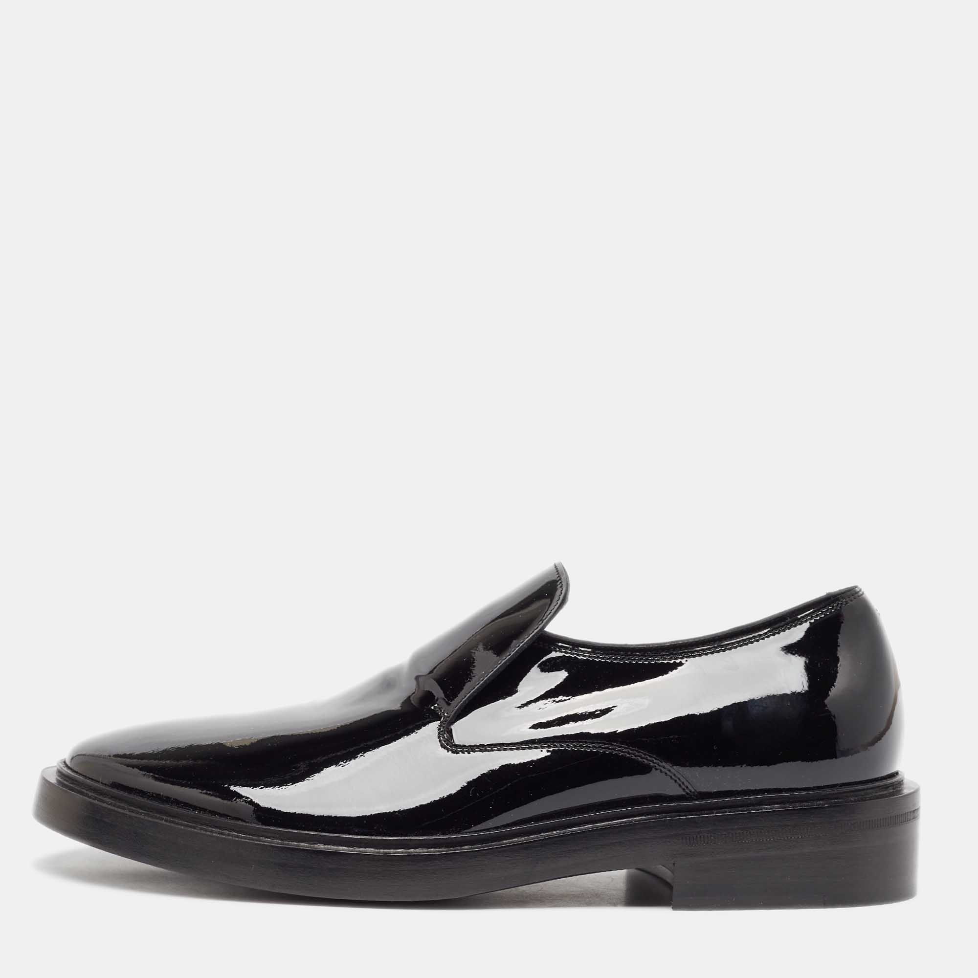 Balenciaga Black Patent Slip On Loafers Size 40