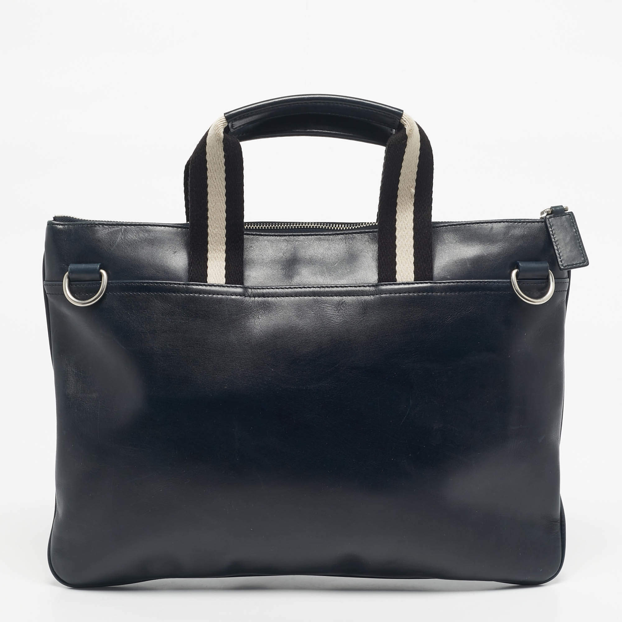 Bally Navy Blue Leather Tigan Business Bag Bally TLC UAE