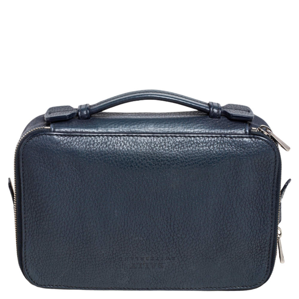 Pre Owned Bally Blue Leather Double Zip Travel Organizer