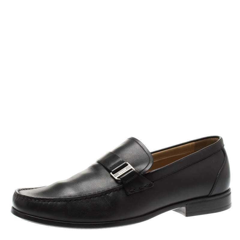 Bally Black Leather Suver Loafers Size 43