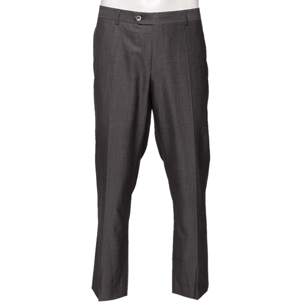 Balmain Grey Wool Super 130's Pants 4XL