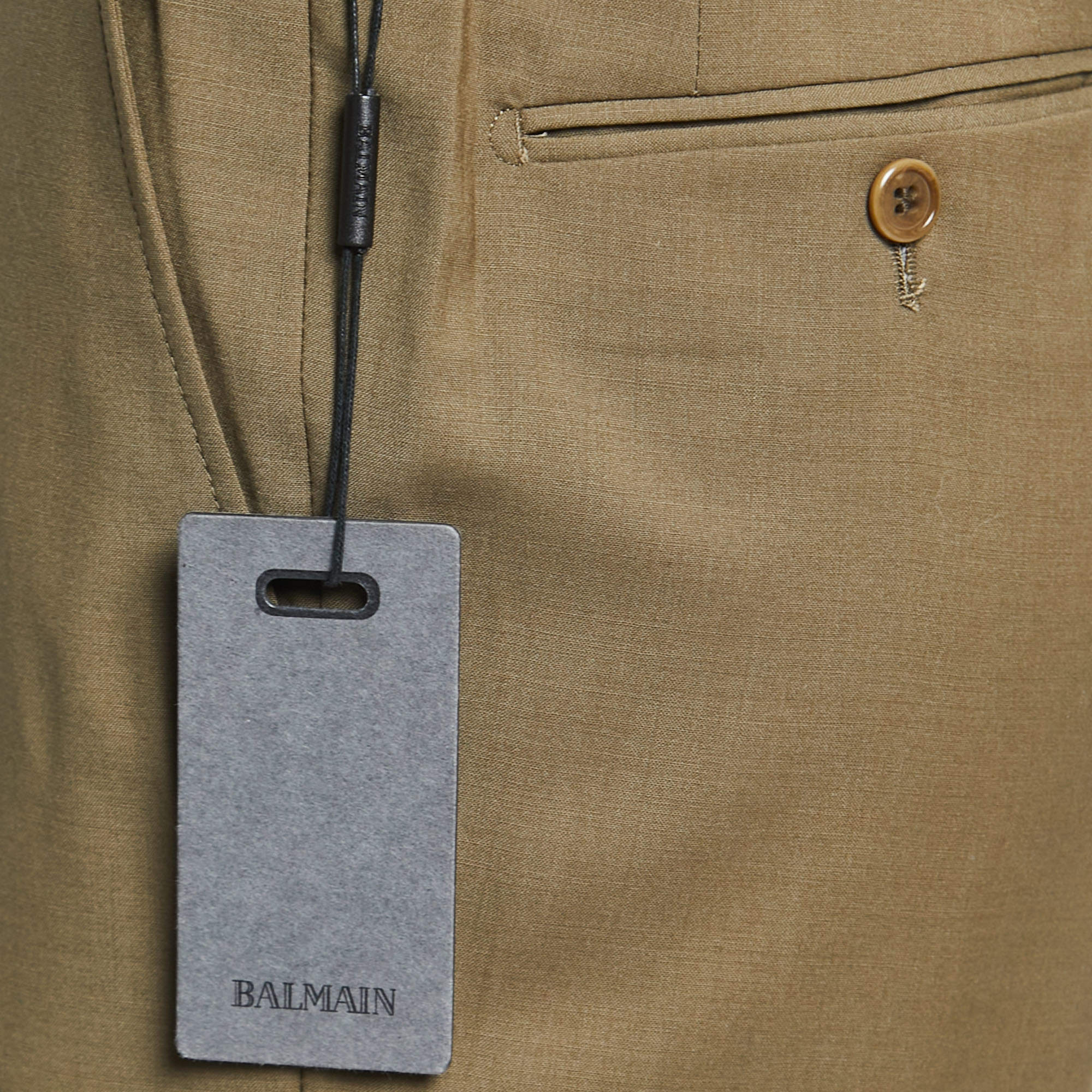 Balmain Olive Green Wool Trousers Balmain TLC