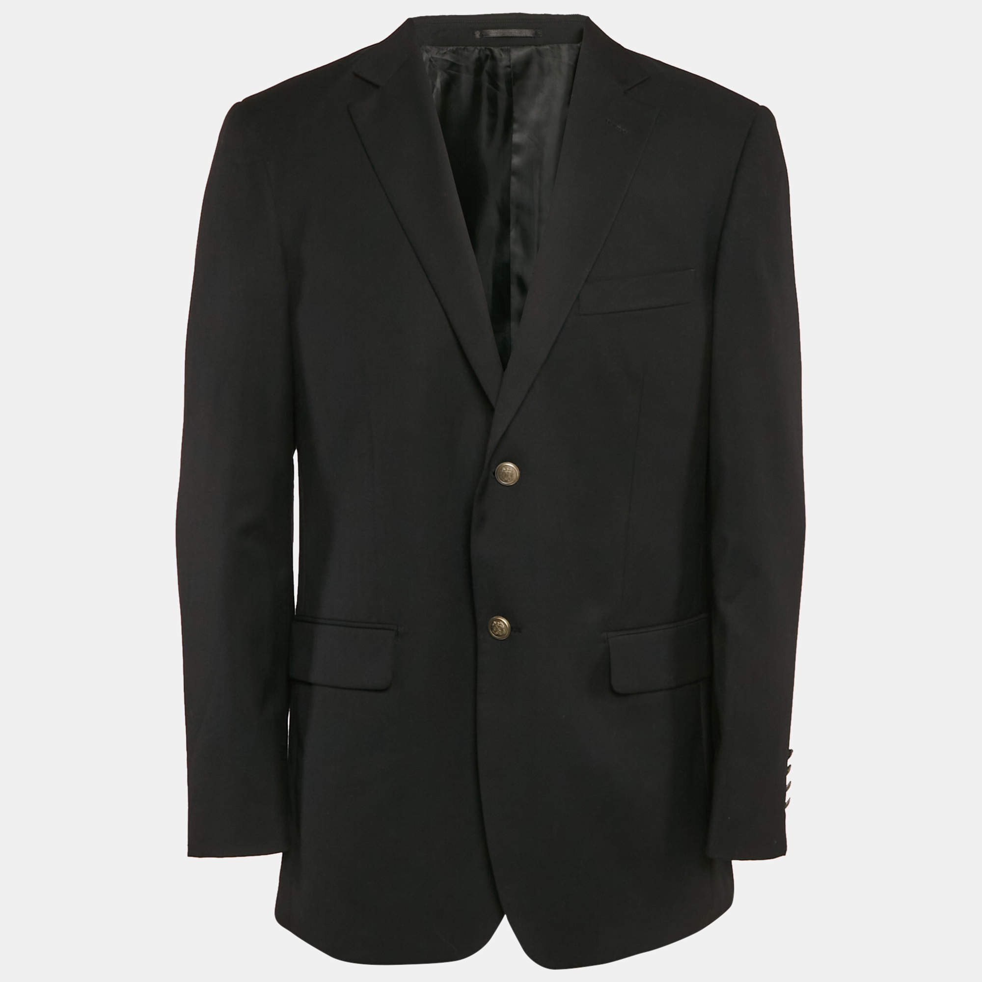 Balmain Black Gabardine Button Detail Single Breasted Blazer XL