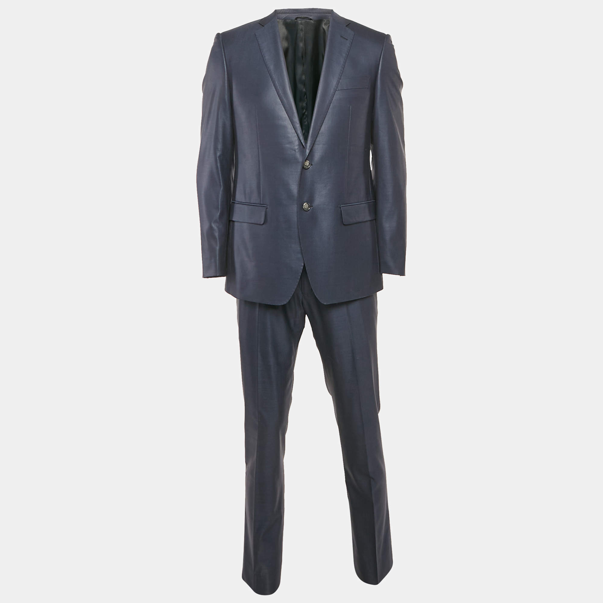 Balmain Navy Blue Wool Tailored Pants Suit M
