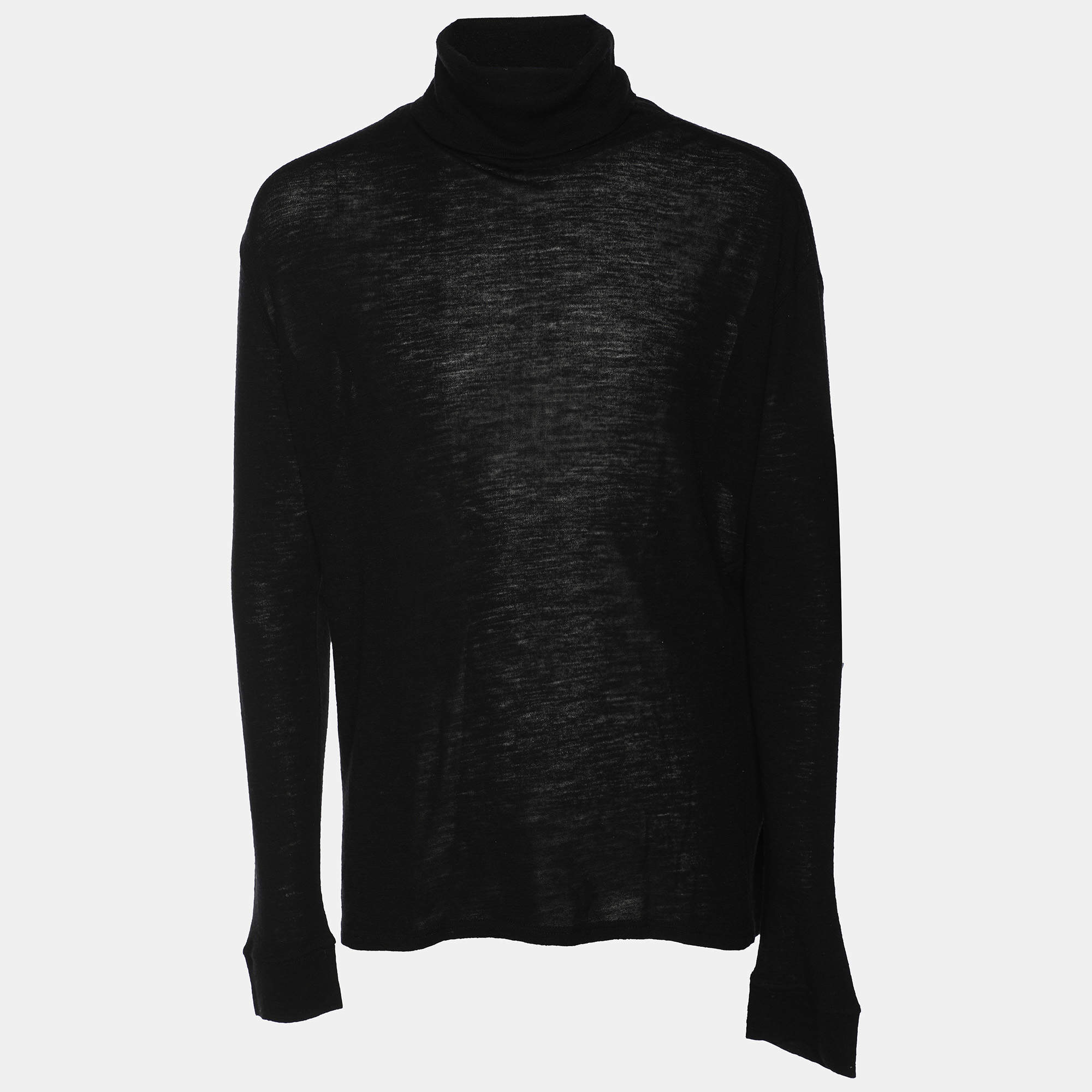 Balmain Black Wool Turtle Neck Knit Sweater M