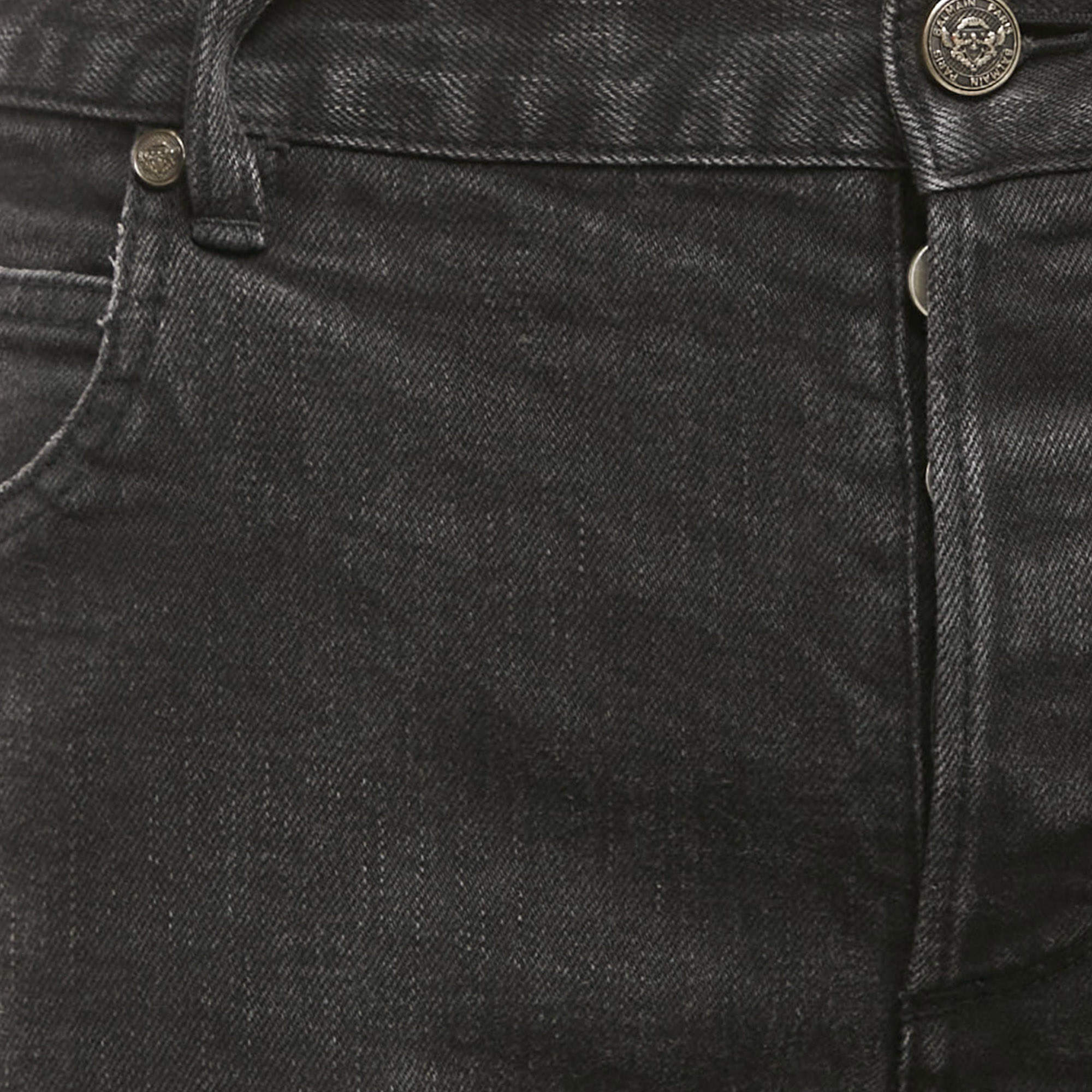 Balmain Black Washed Denim Slim Fit Jeans M Waist 32