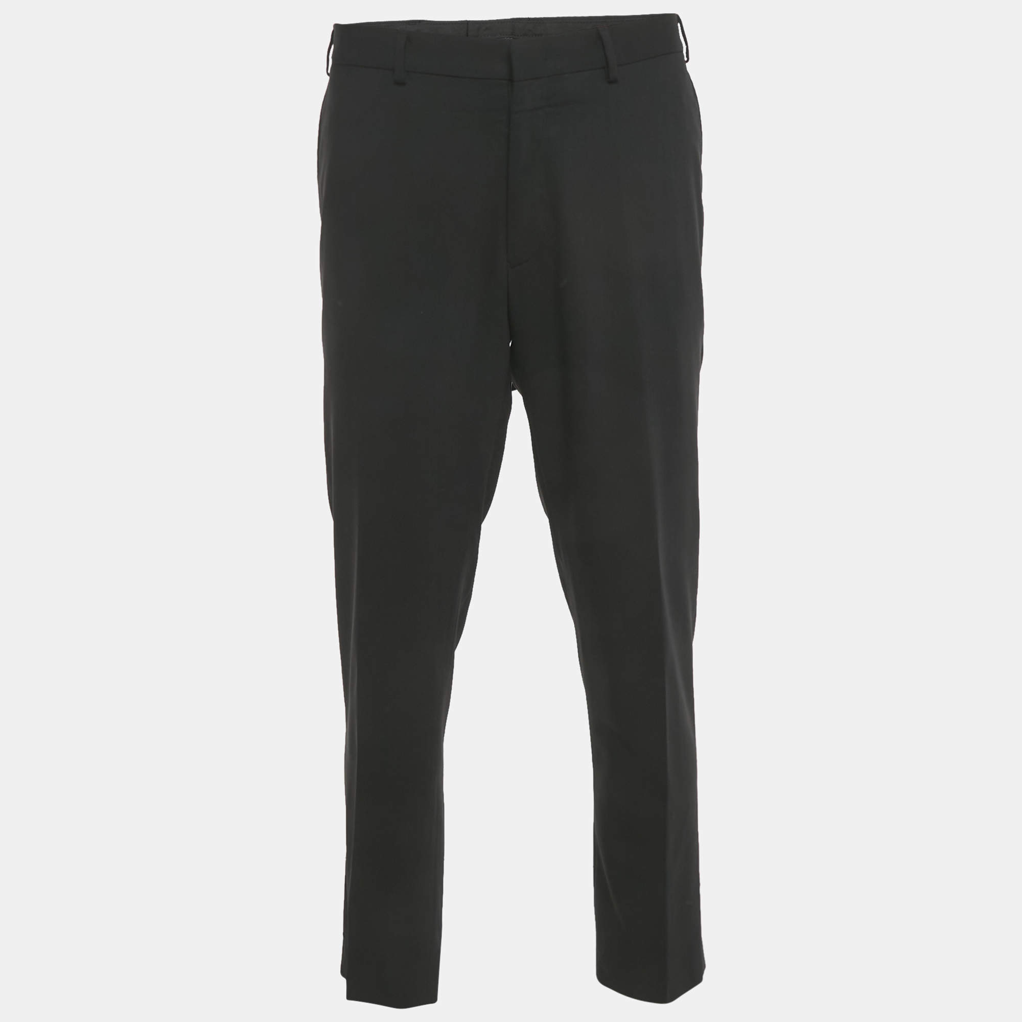 Pre Owned Balmain Black Wool Super 120's High Twist Trousers XXL