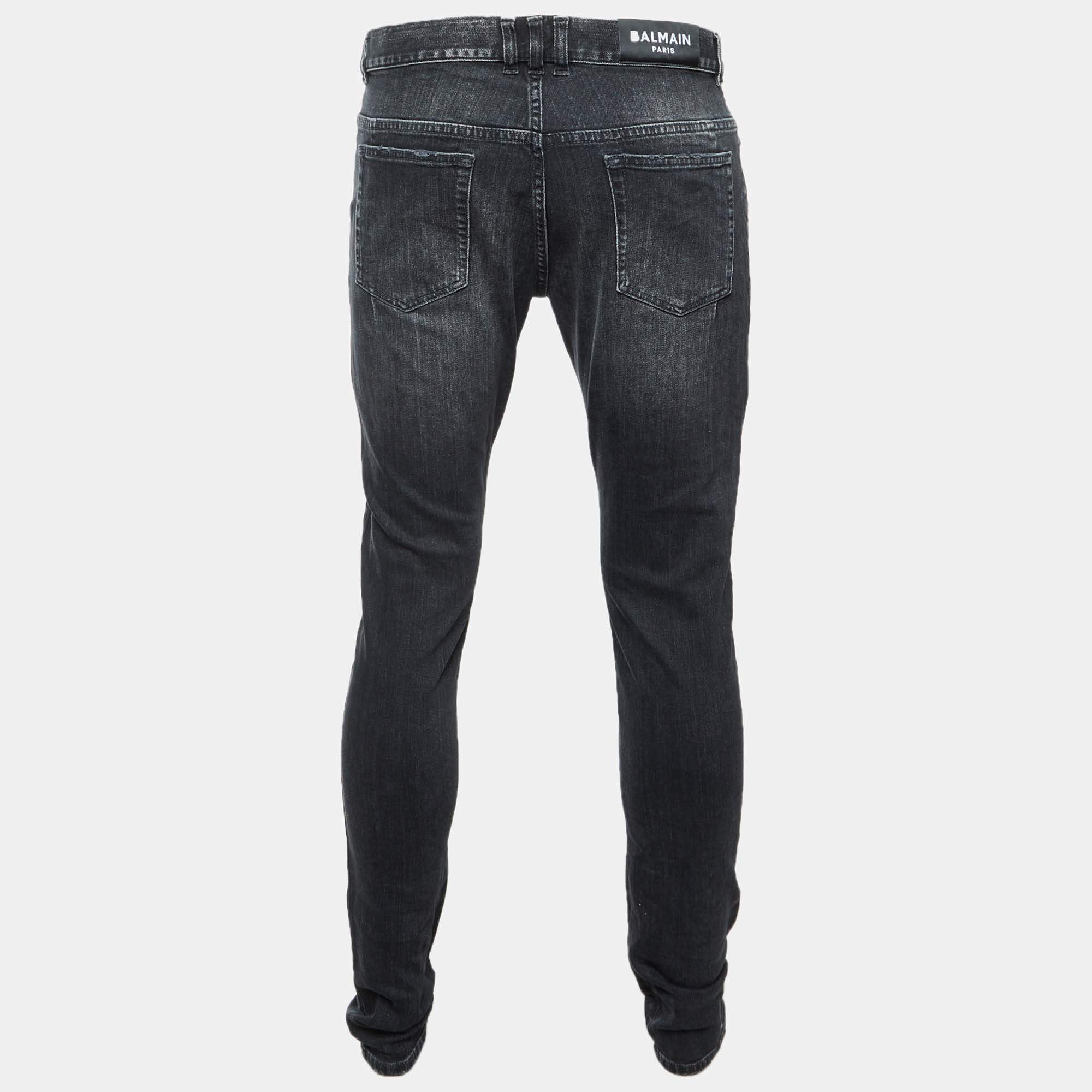 Balmain Black Lamb Leather Biker Trousers L Balmain | TLC US