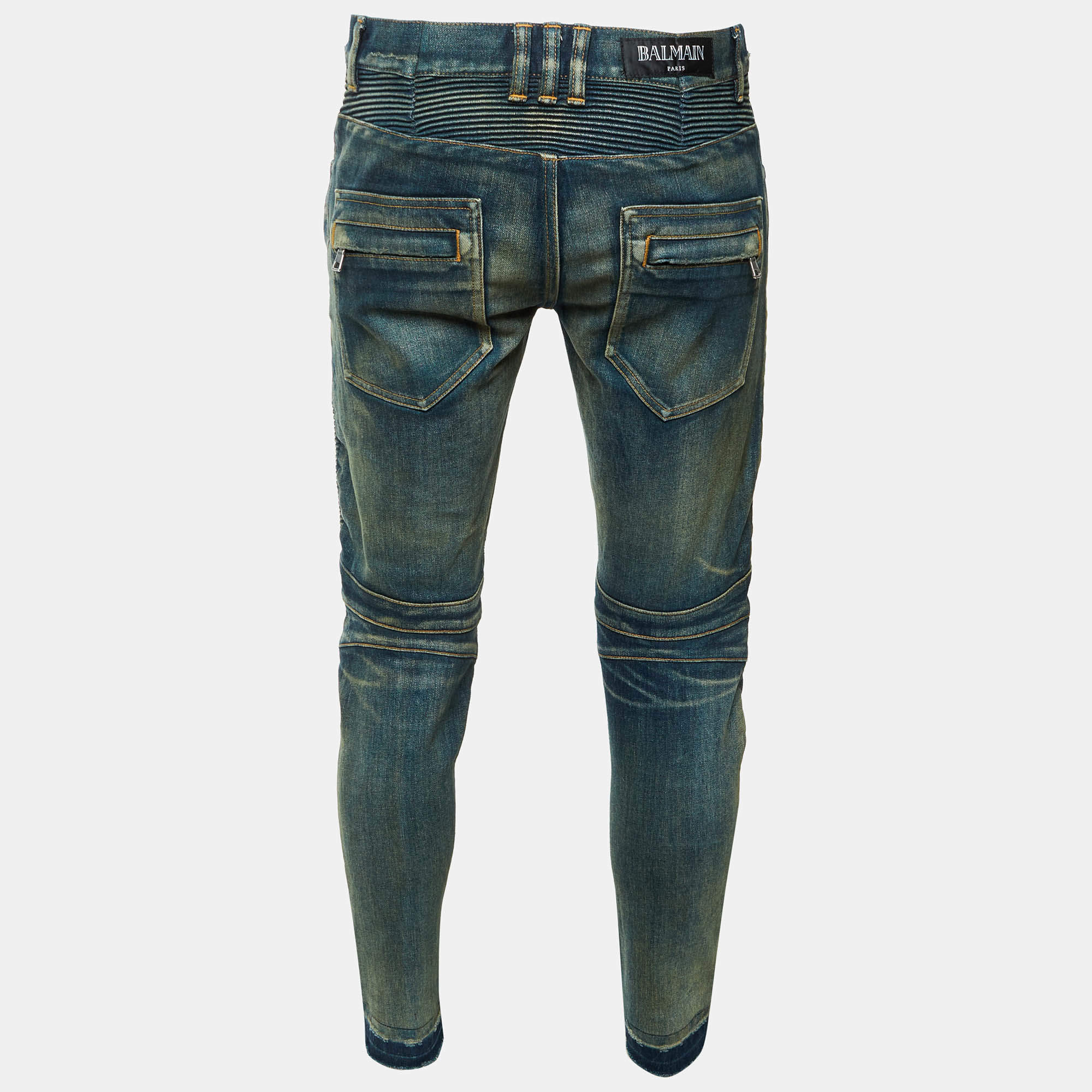 Balmain Black Lamb Leather Biker Trousers L Balmain | TLC