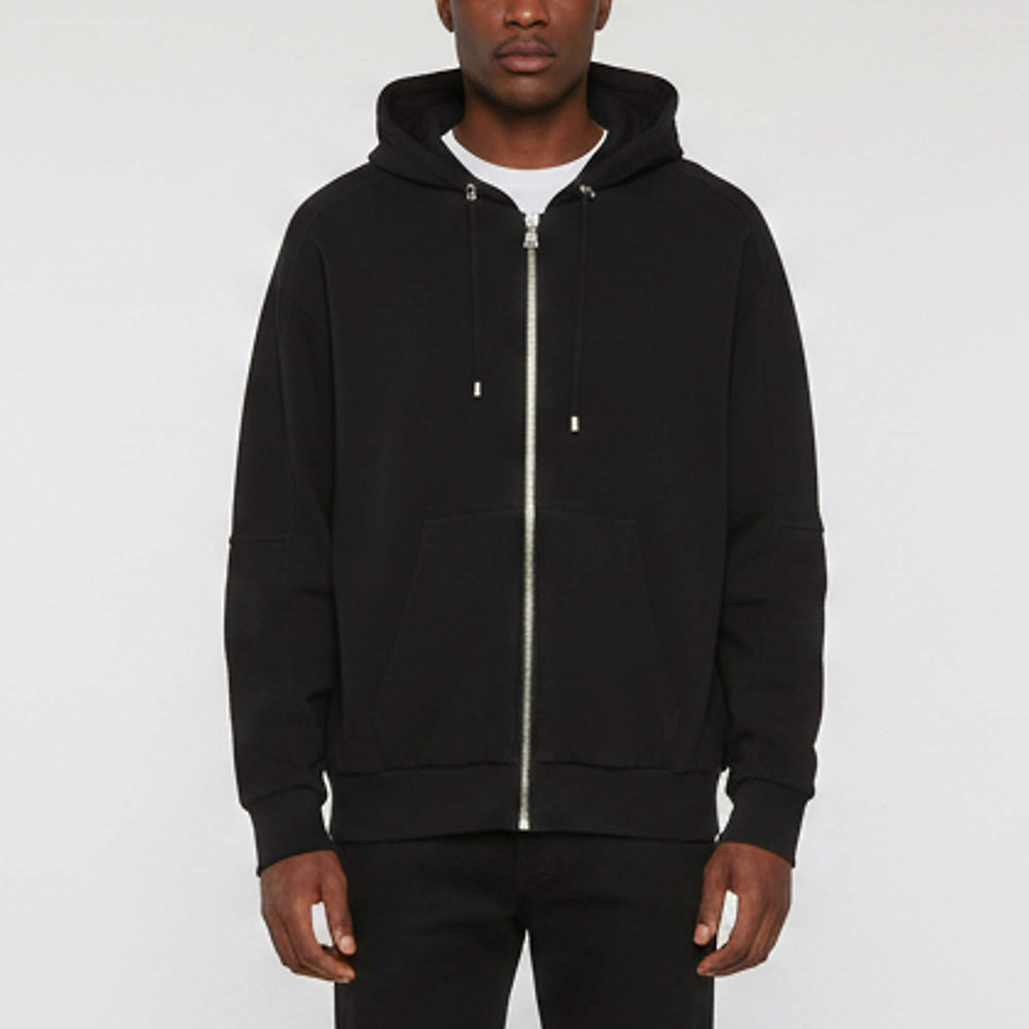 مملوكة مسبقًا Balmain Black Logo Embossed Cotton Knit Zip Up Hoodie M