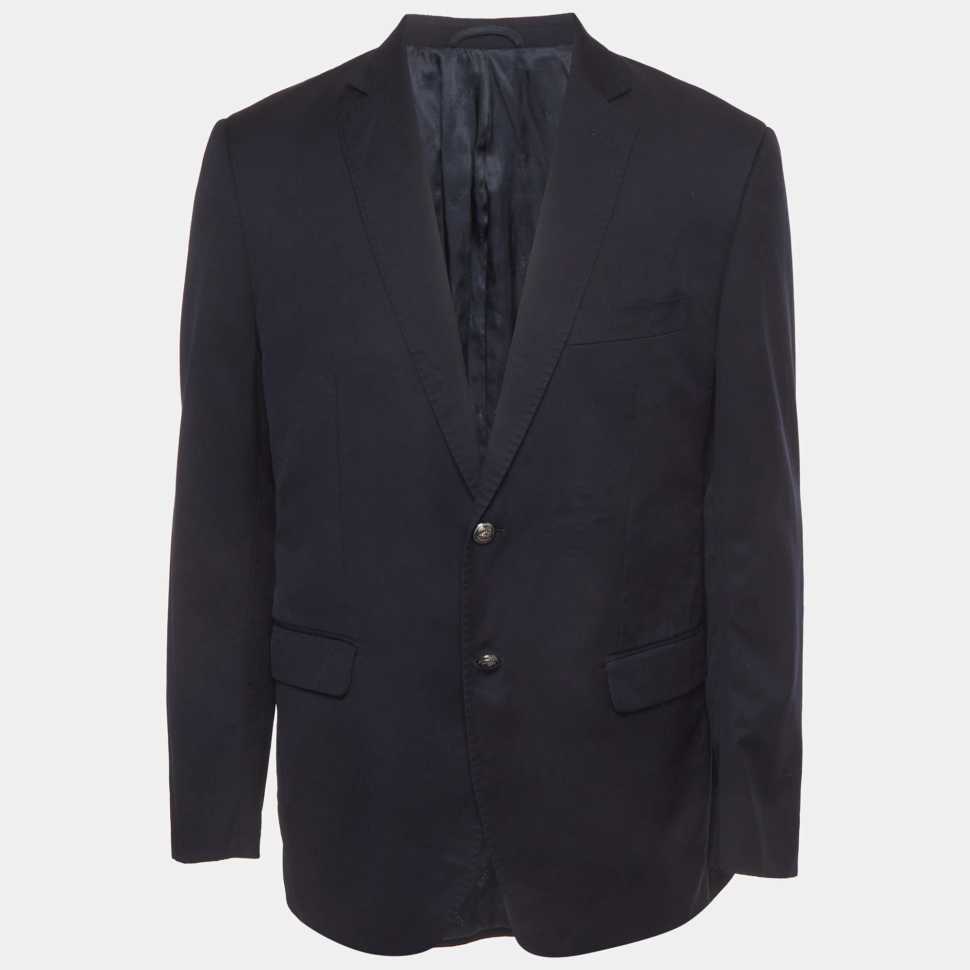 Pre Owned Balmain Navy Blue Wool Single-Breasted Blazer XXL