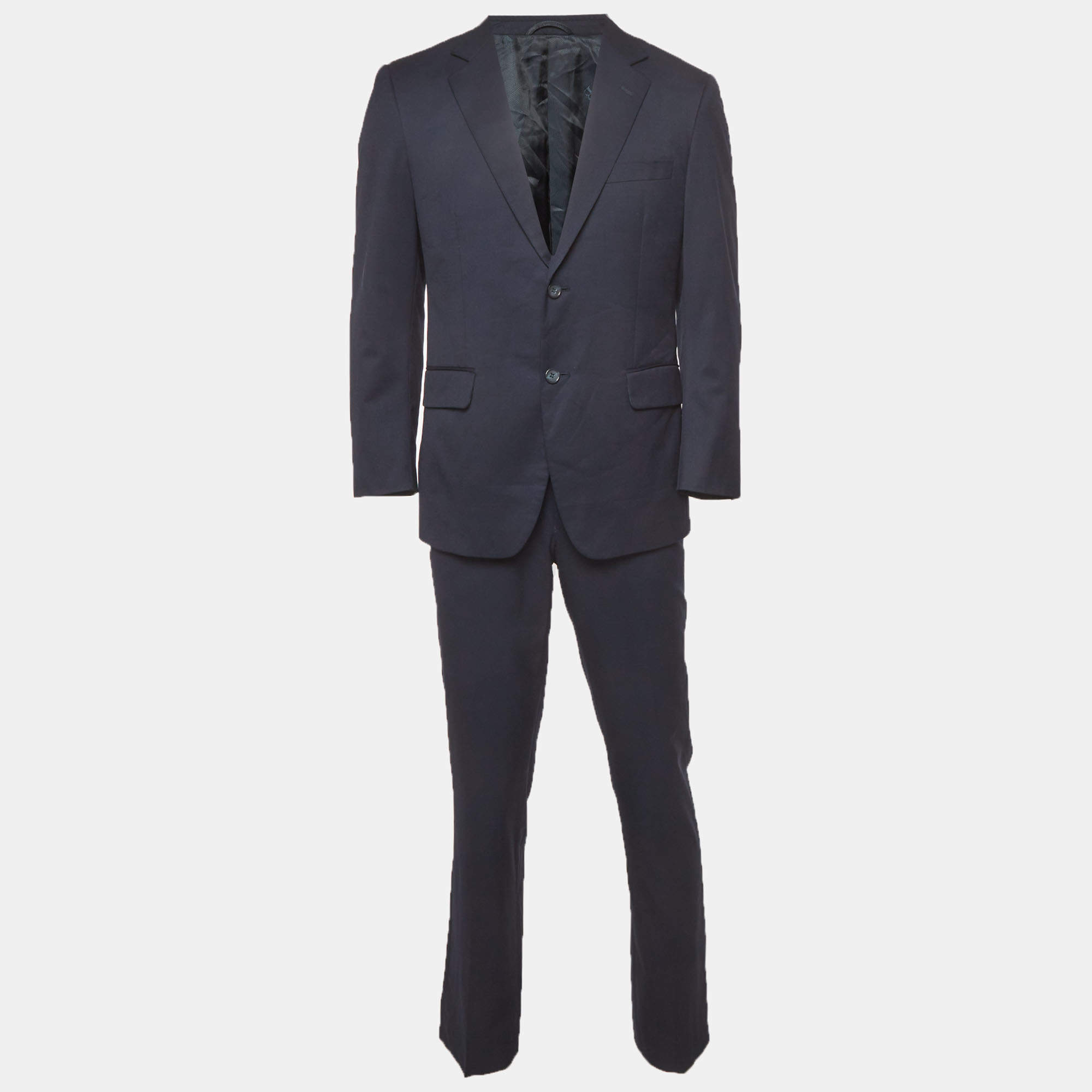 مملوكة مسبقًا Balmain Navy Blue Wool Blend Wool Regular Fit Suit M