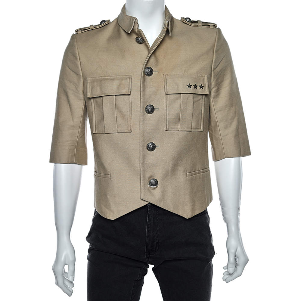Pre Owned Balmain Cream Cotton Button Front Jacket L